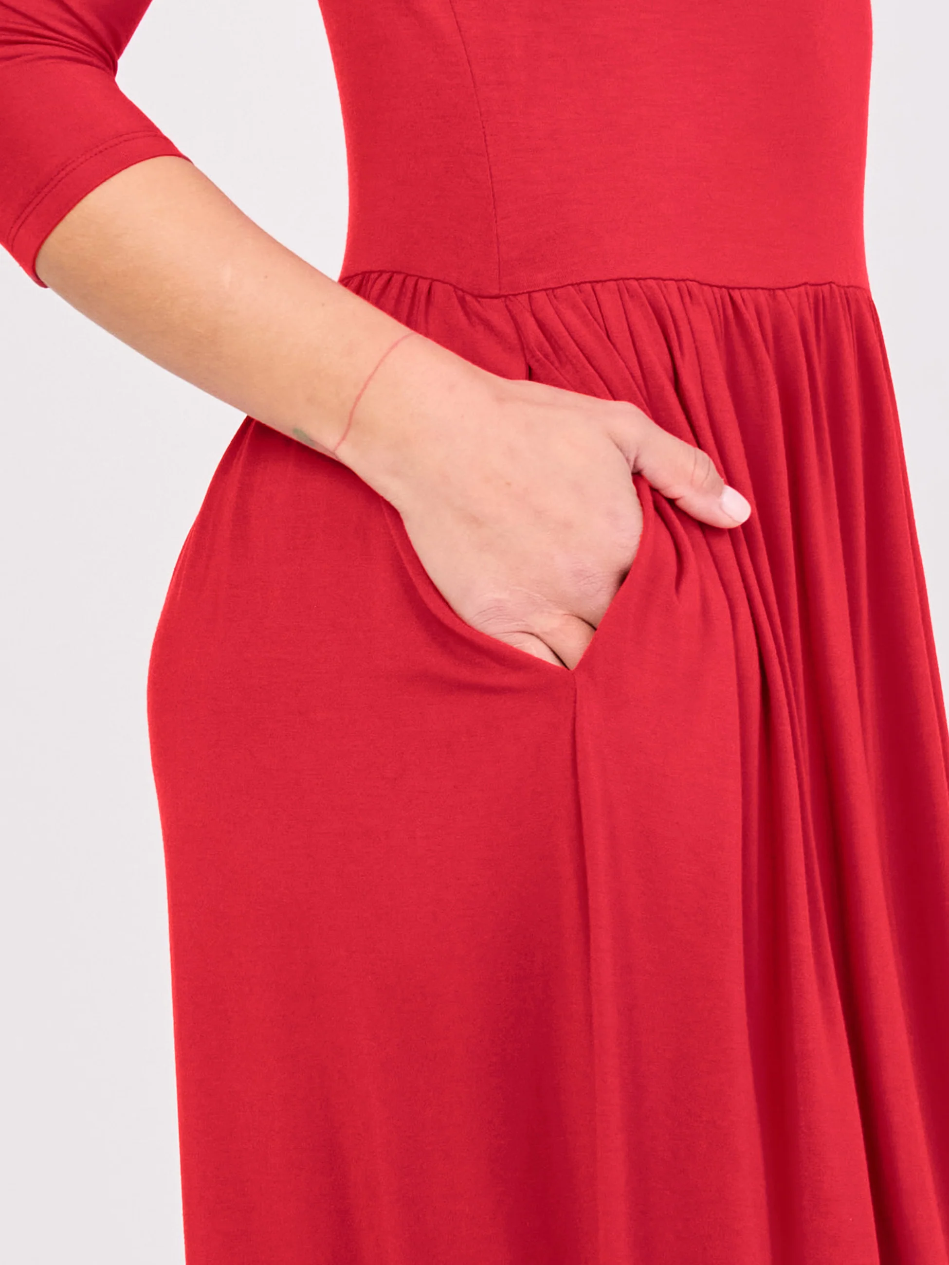 7/8 Sleeve  Essential Maxi Dress - Cherry - Image 6