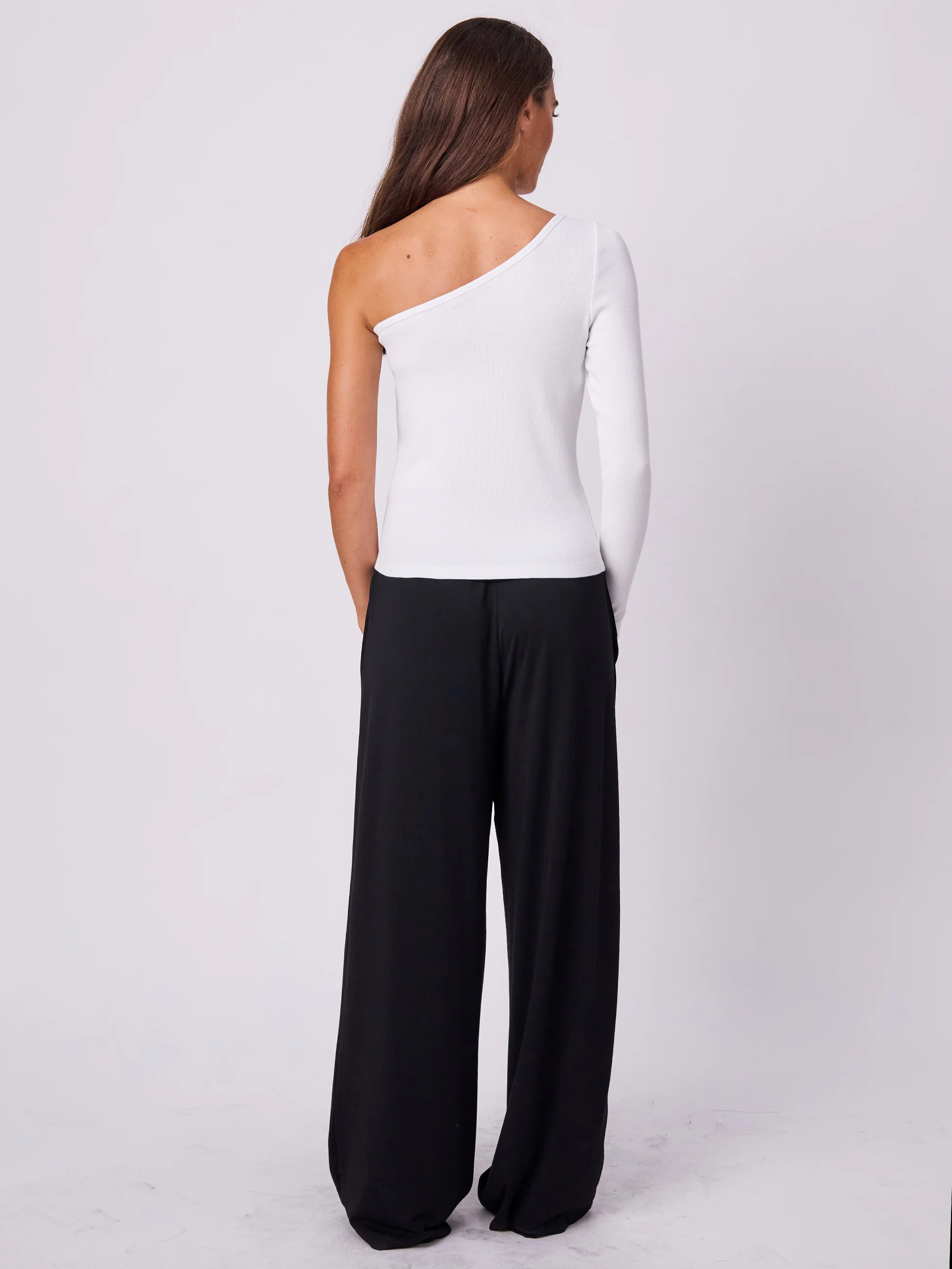 Asymmetric Organic Cotton Long Sleeve - White - Image 4