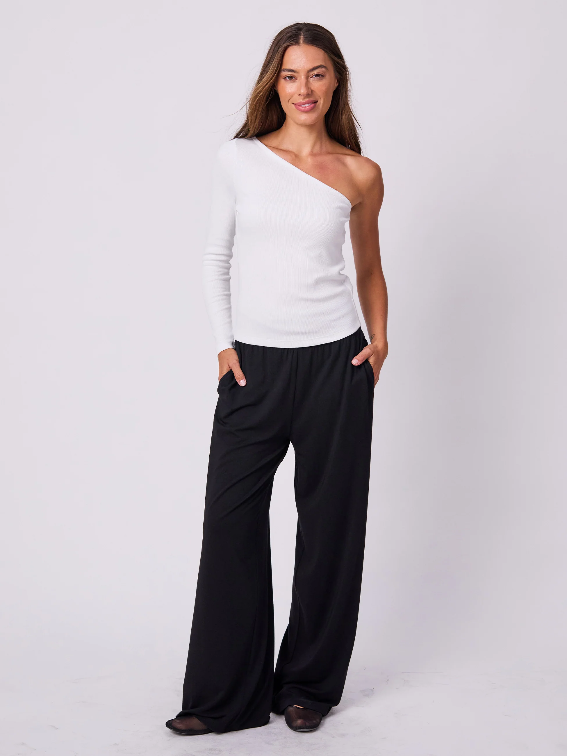 Asymmetric Organic Cotton Long Sleeve - White - Image 6