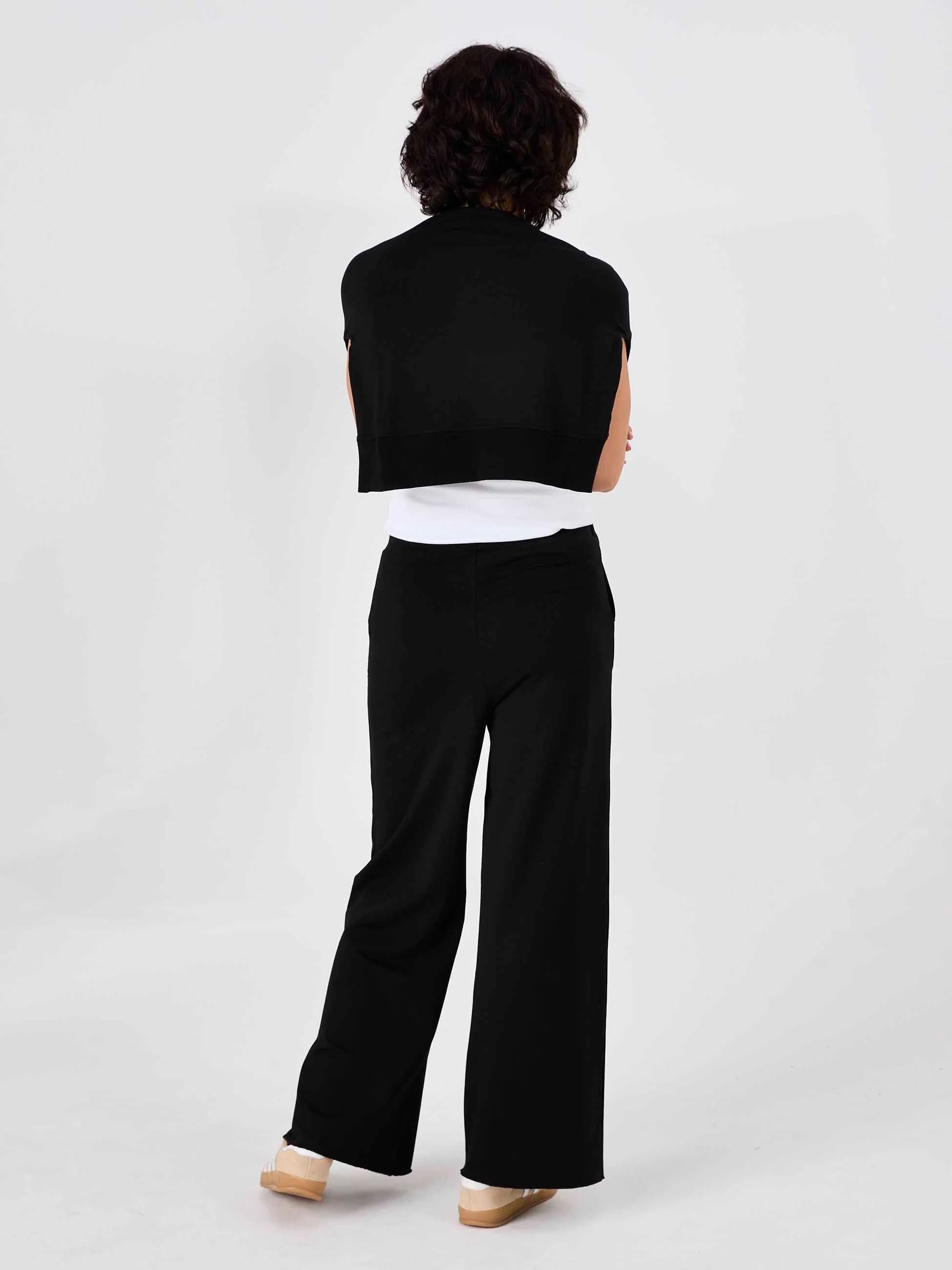 Classic Wide Leg Sweat Pants - Black - Image 4