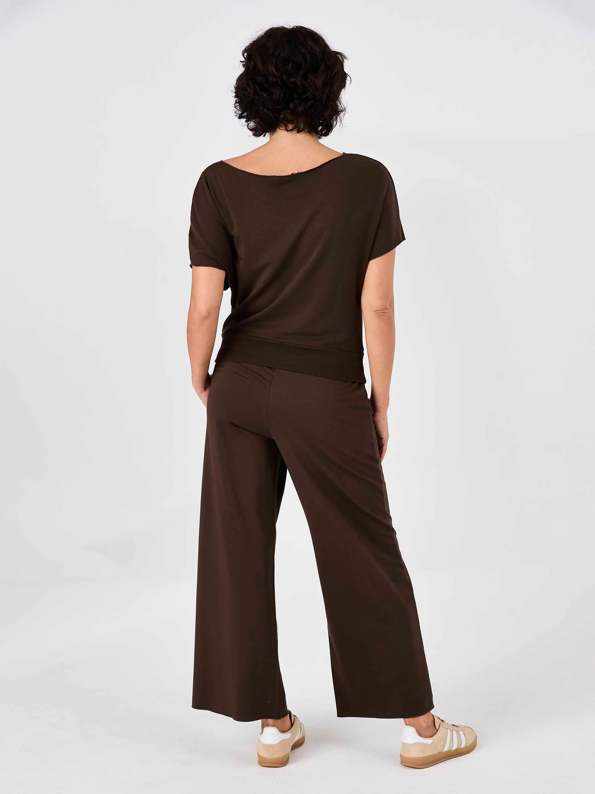 Classic Wide Leg Sweat Pants - Coffee Bean - Image 3