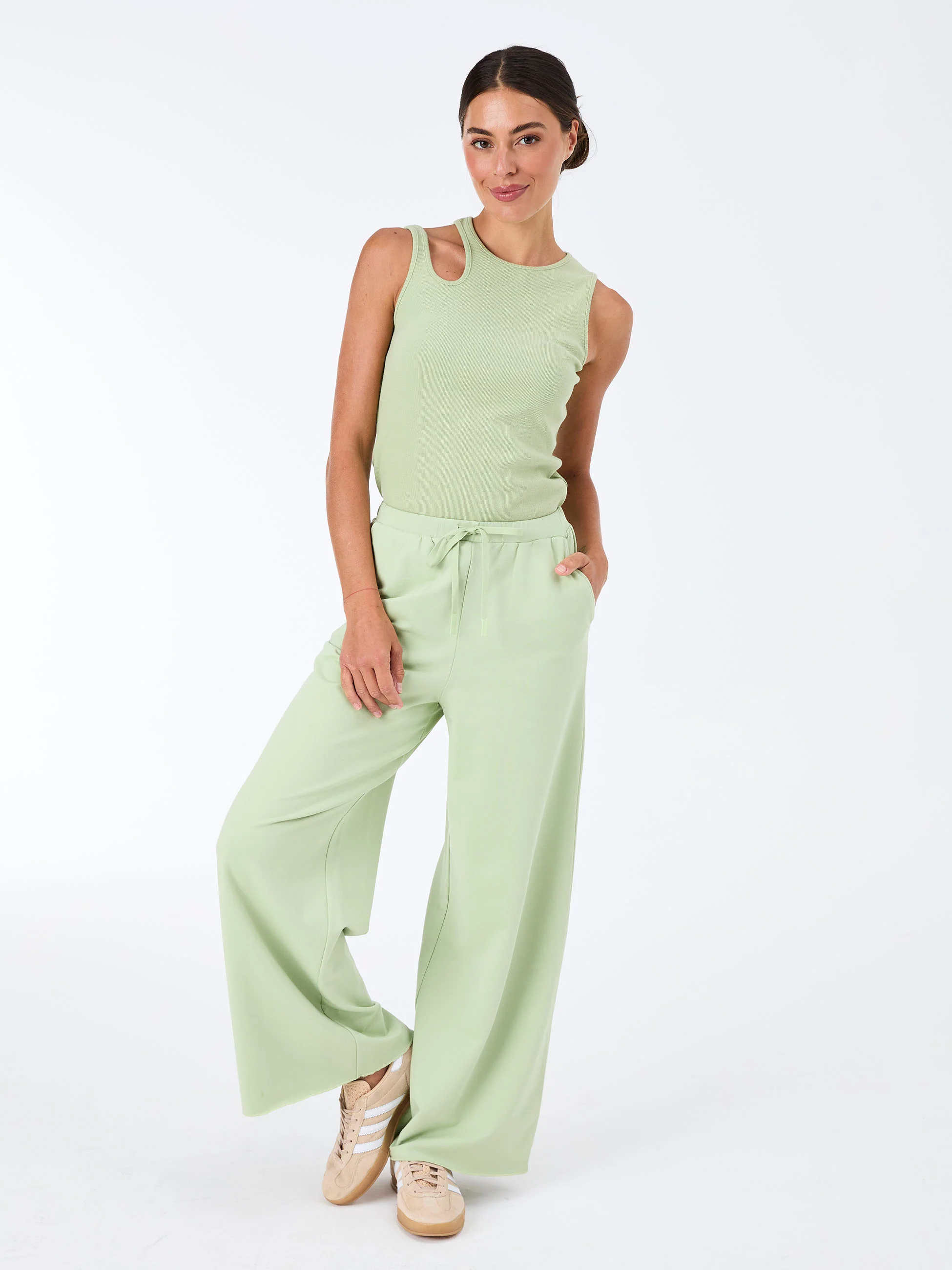 Classic Wide Leg Sweat Pants - Matcha Green - Image 2