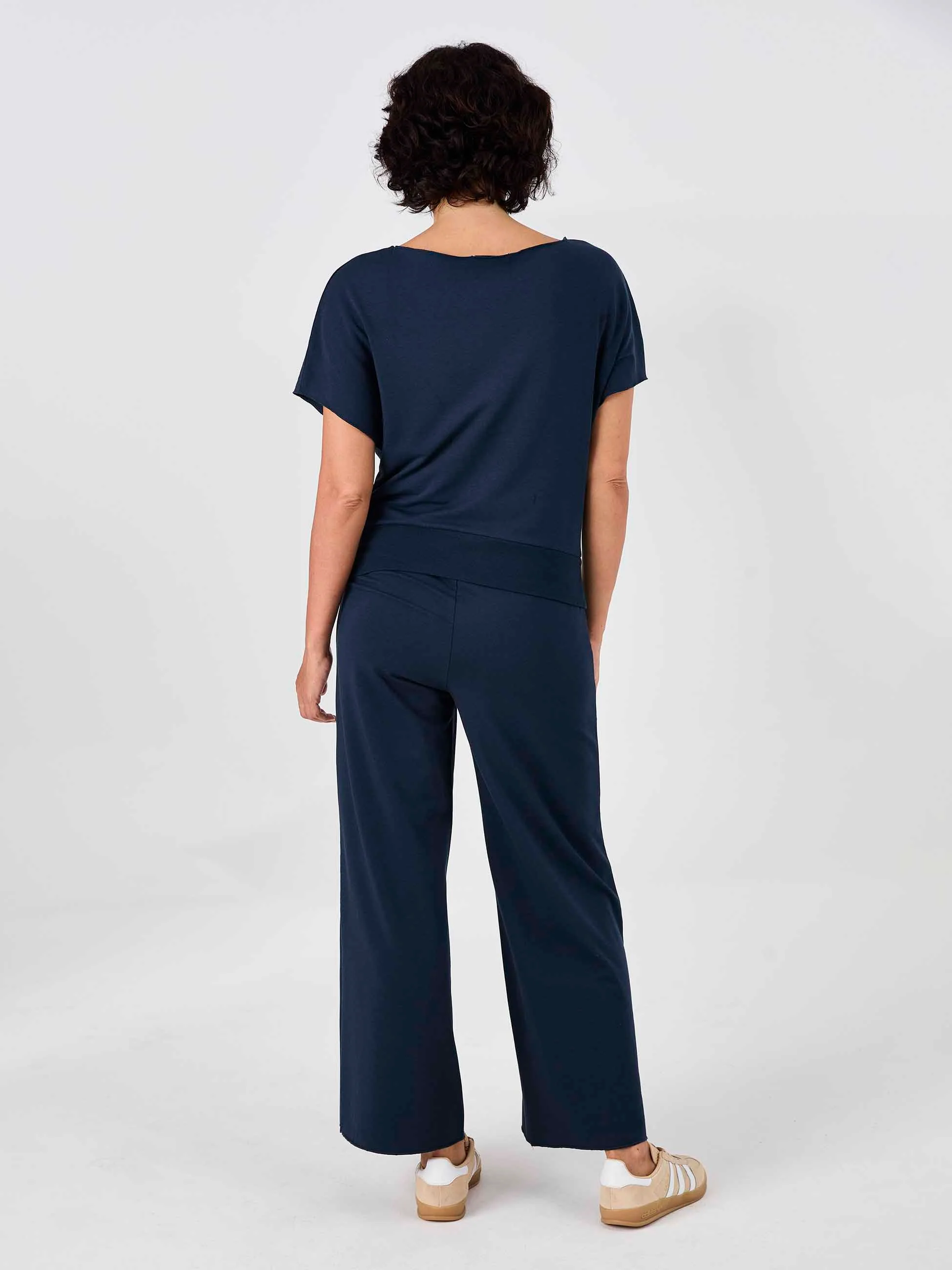 Classic Wide Leg Sweat Pants - Navy - Image 3