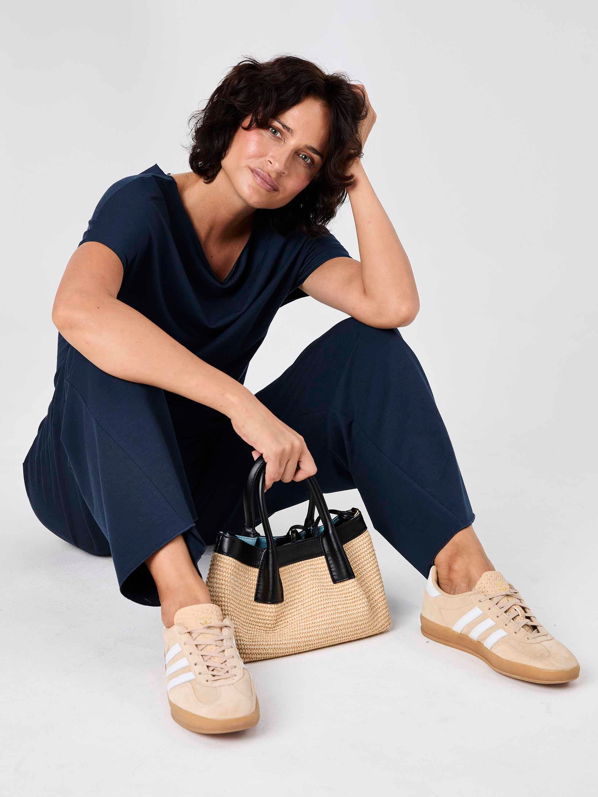 Classic Wide Leg Sweat Pants - Navy - Image 6