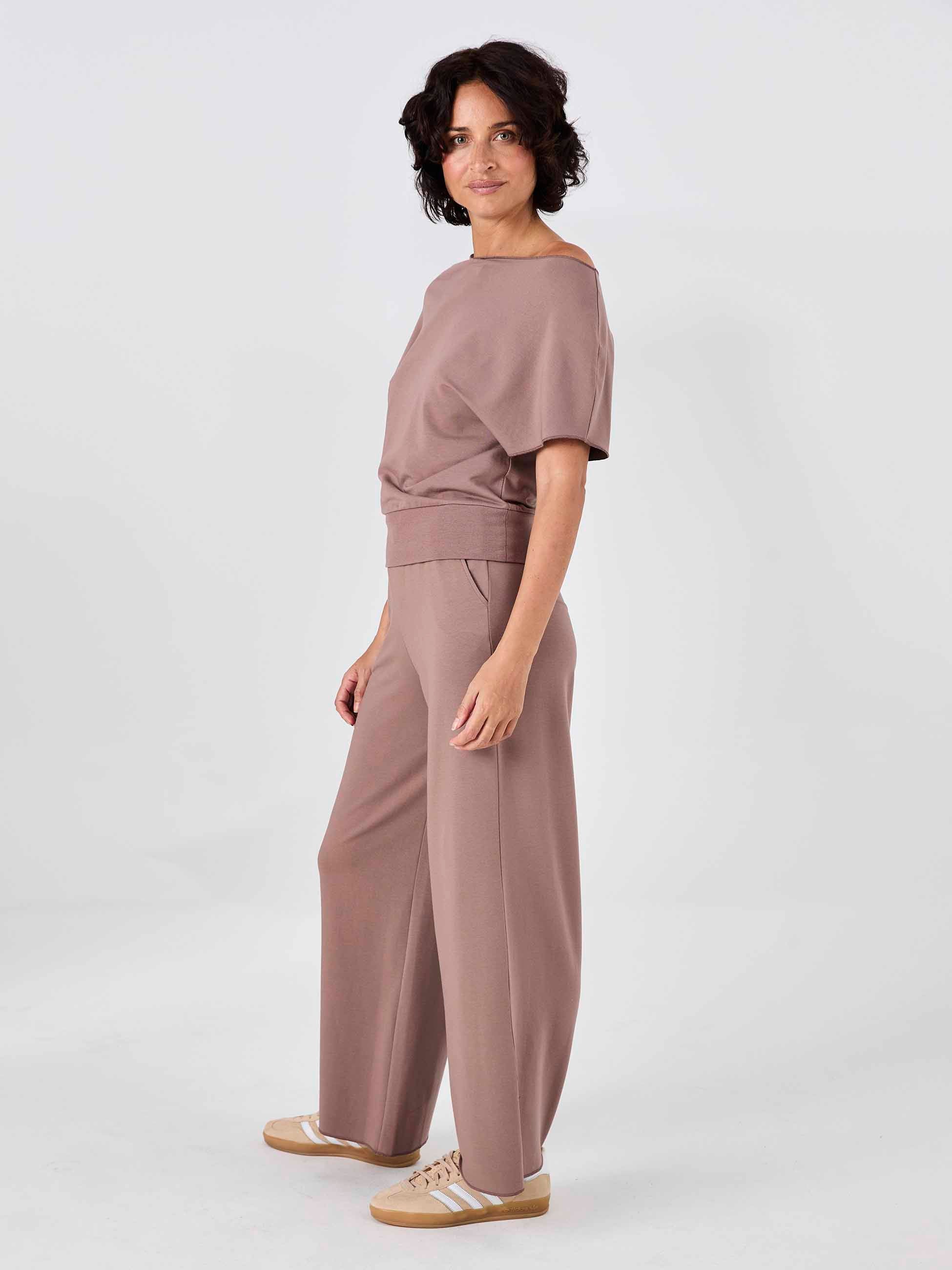 Classic Wide Leg Sweat Pants - Taupe - Image 2