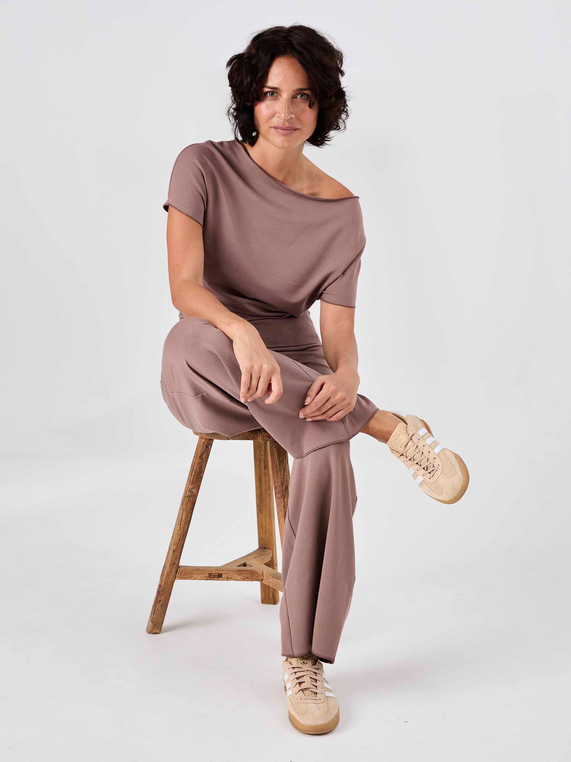 Classic Wide Leg Sweat Pants - Taupe - Image 9