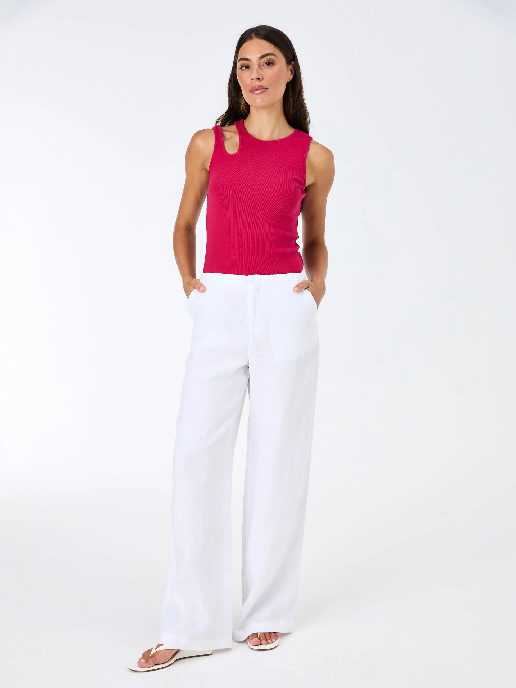 Cut Out Rib Tank - Cerise - Image 2