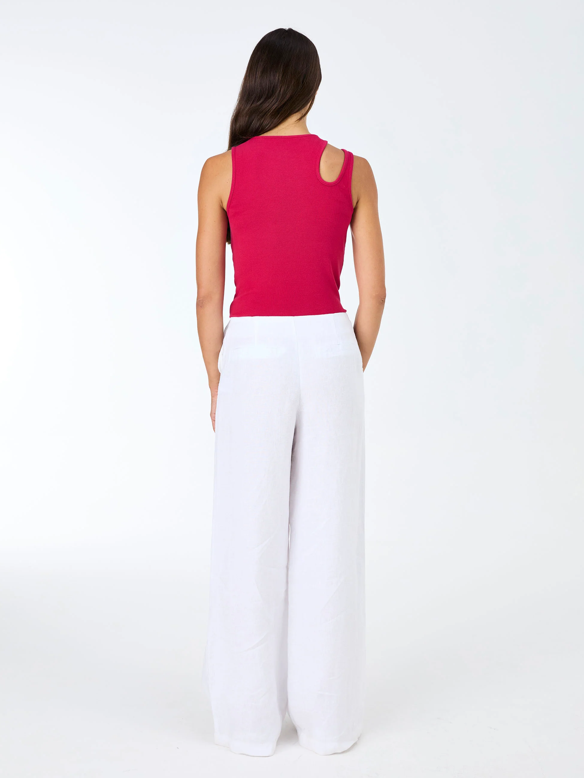 Cut Out Rib Tank - Cerise - Image 4