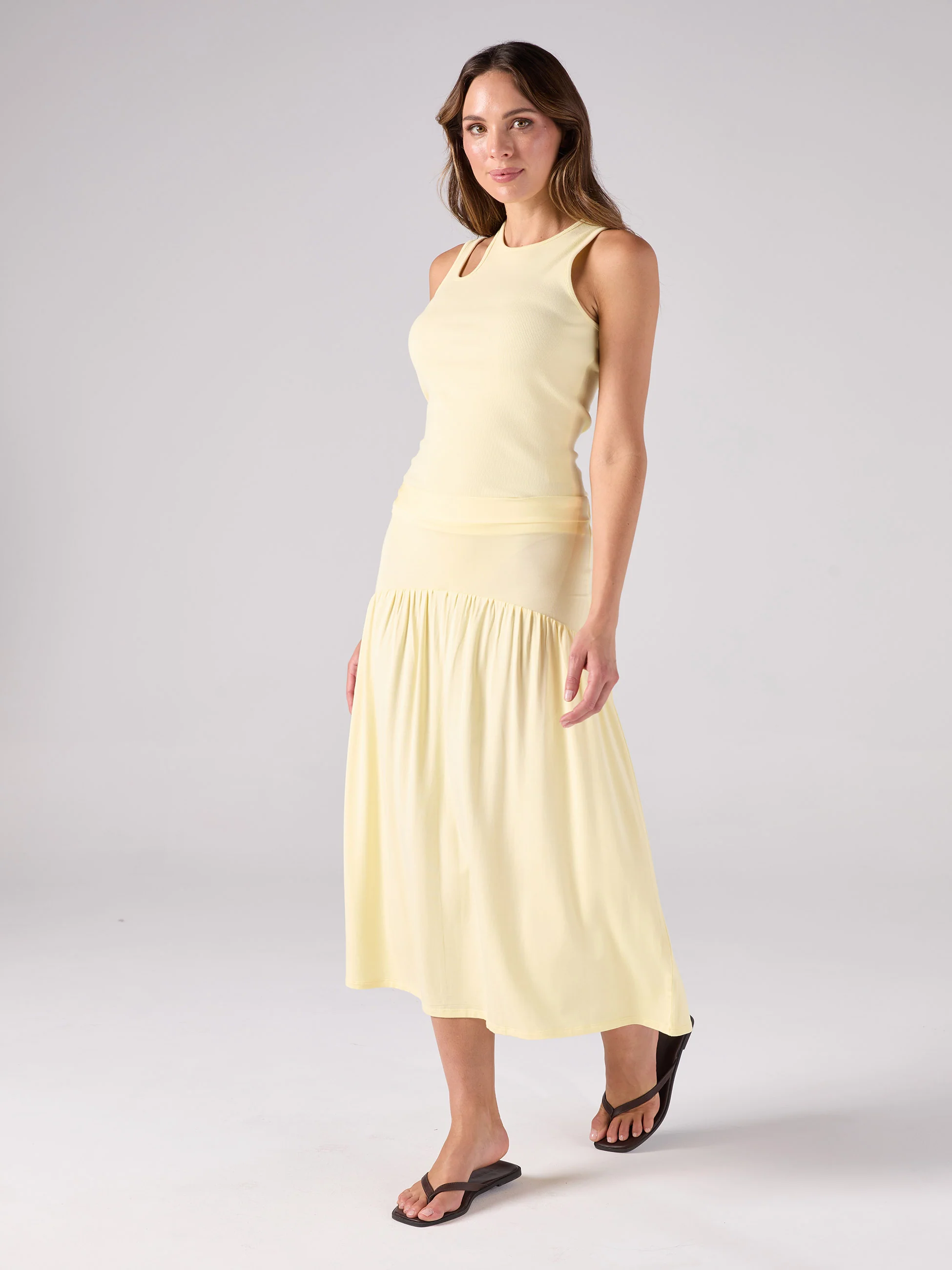 Cut Out Rib Tank - Pastel Yellow - Image 2