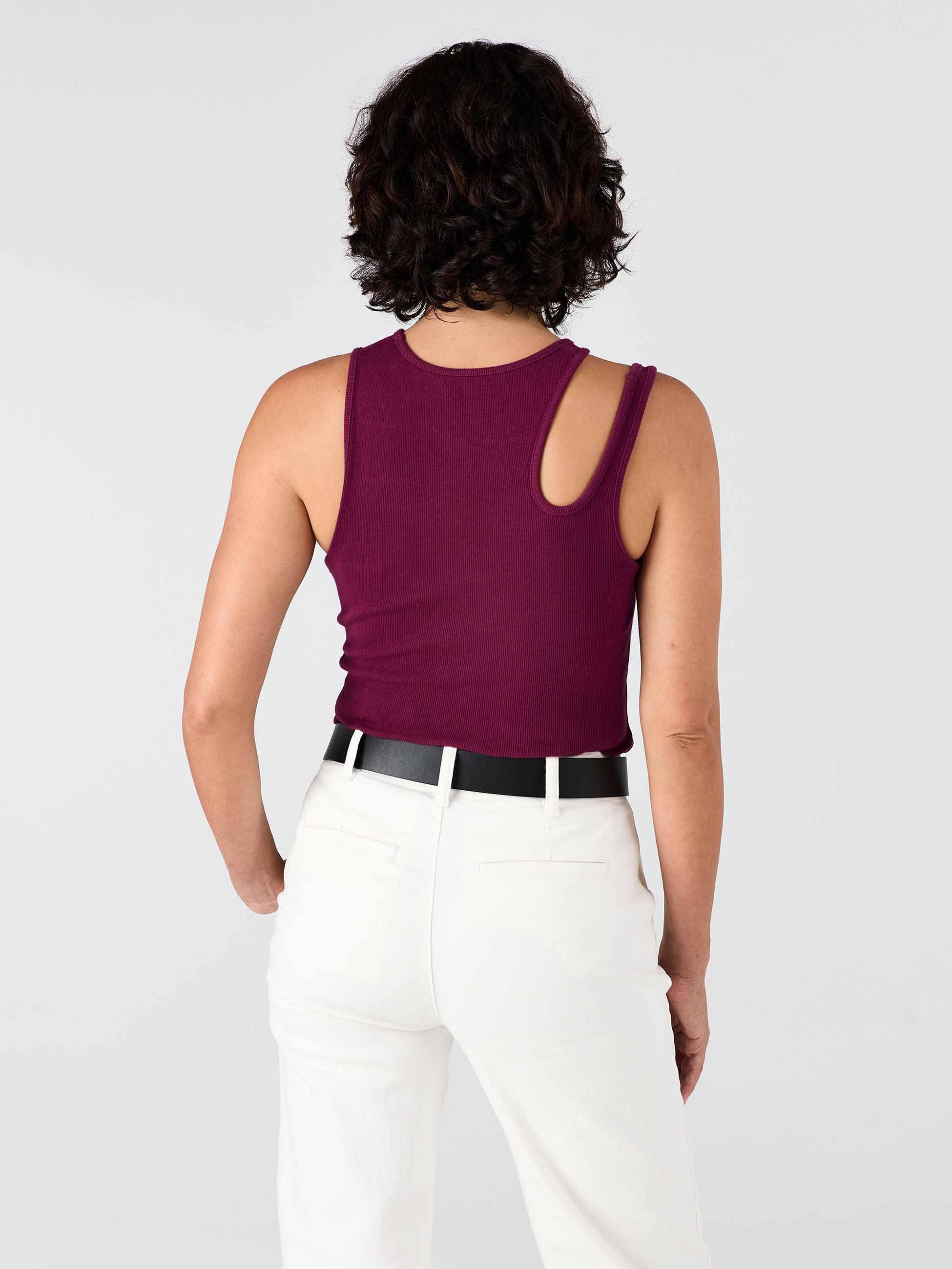 Cut Out Rib Tank - Ruby - Image 2