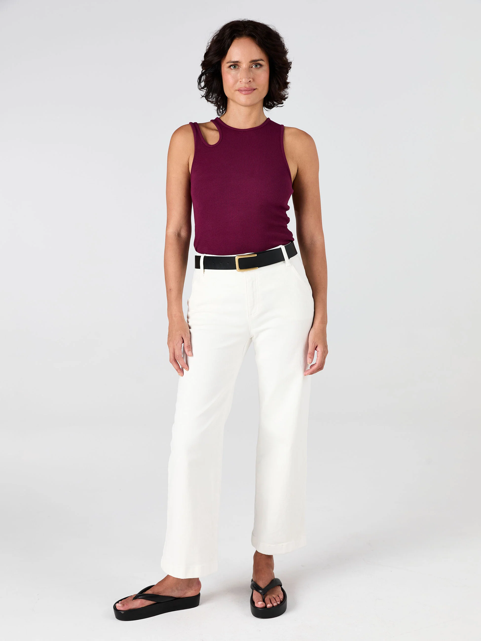 Cut Out Rib Tank - Ruby - Image 3