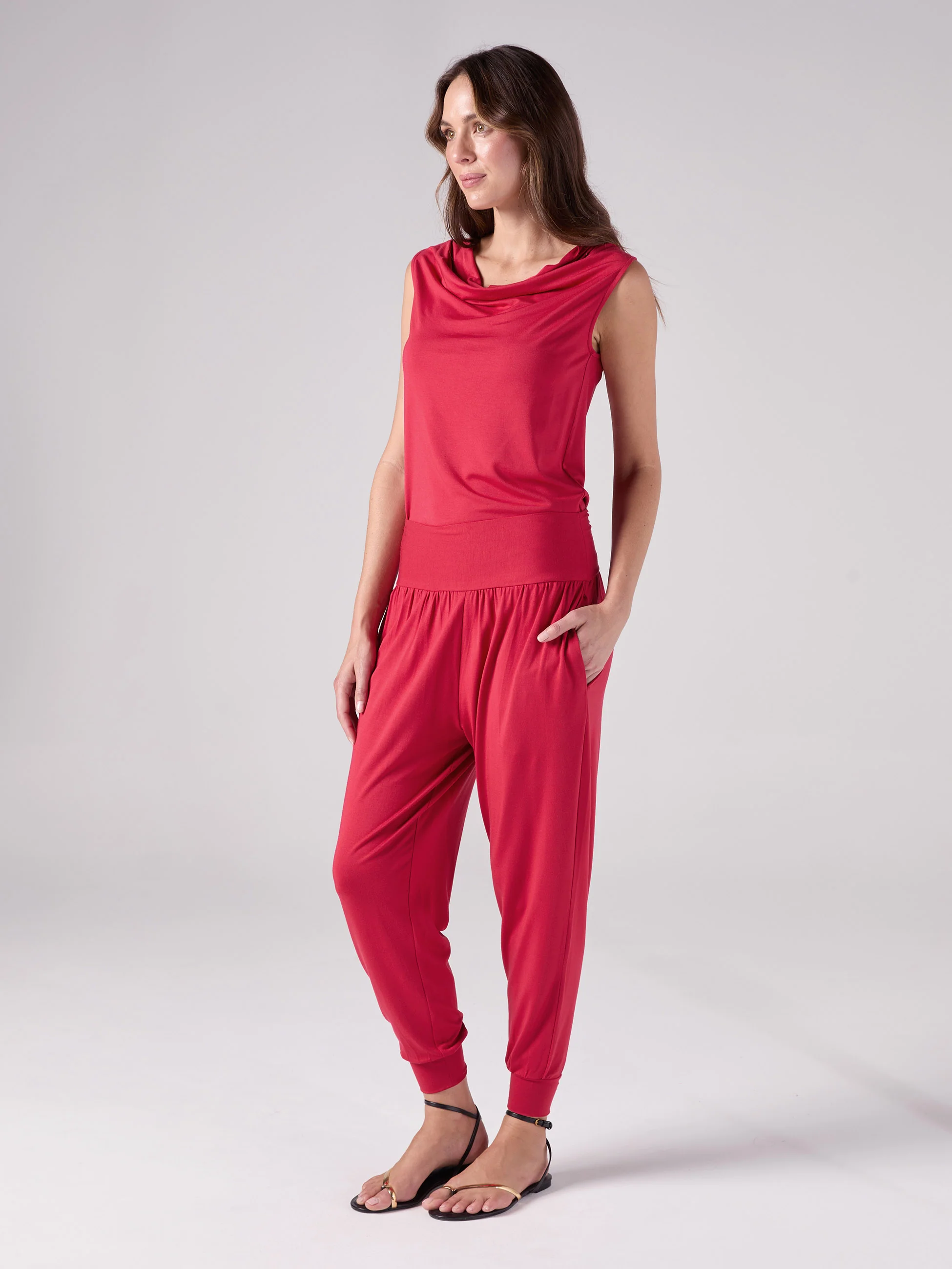 Drape Neck Top - Cherry - Image 4