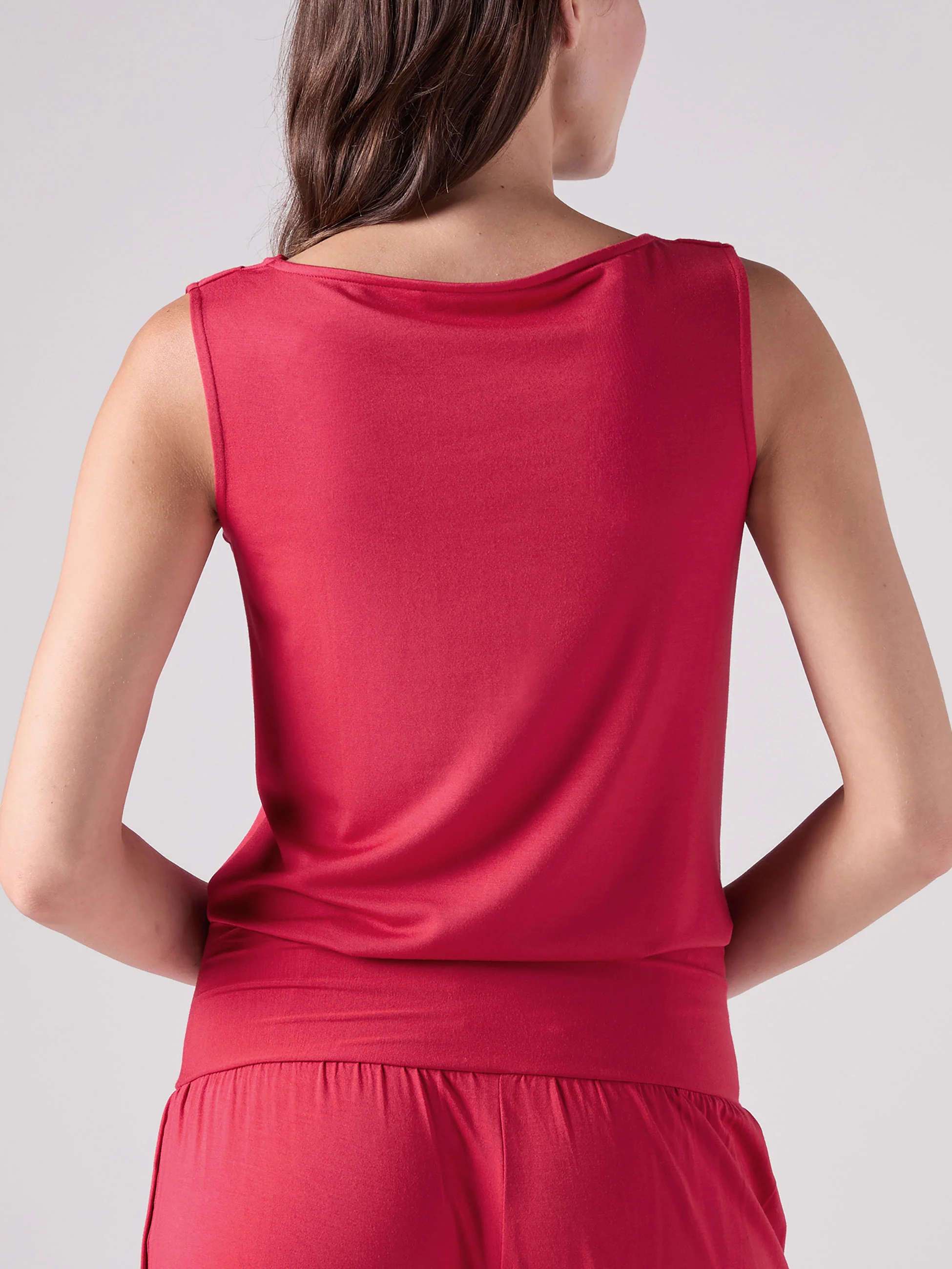 Drape Neck Top - Cherry - Image 5
