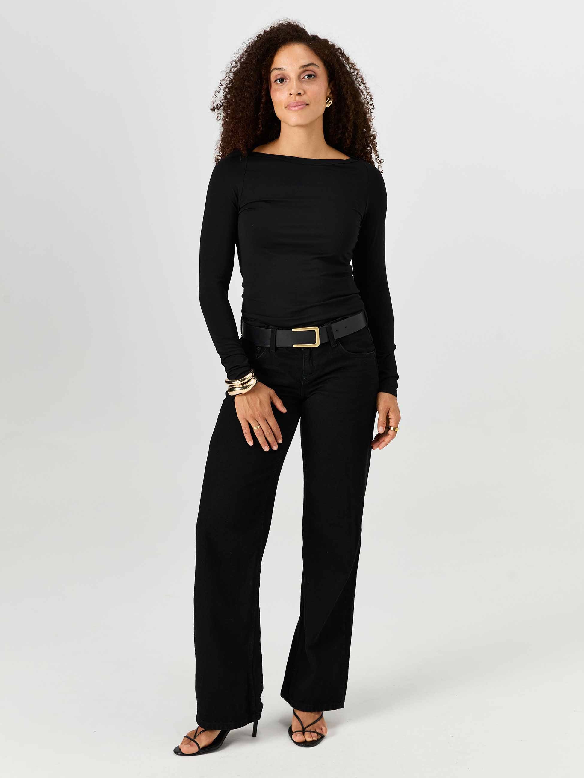 Ela Long Sleeve Top - Black - Image 5