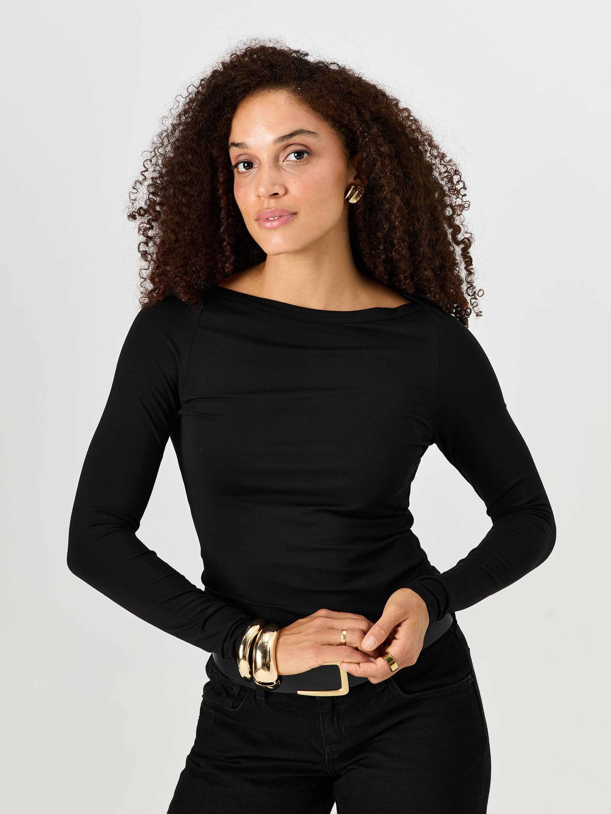 Ela Long Sleeve Top - Black - Image 6