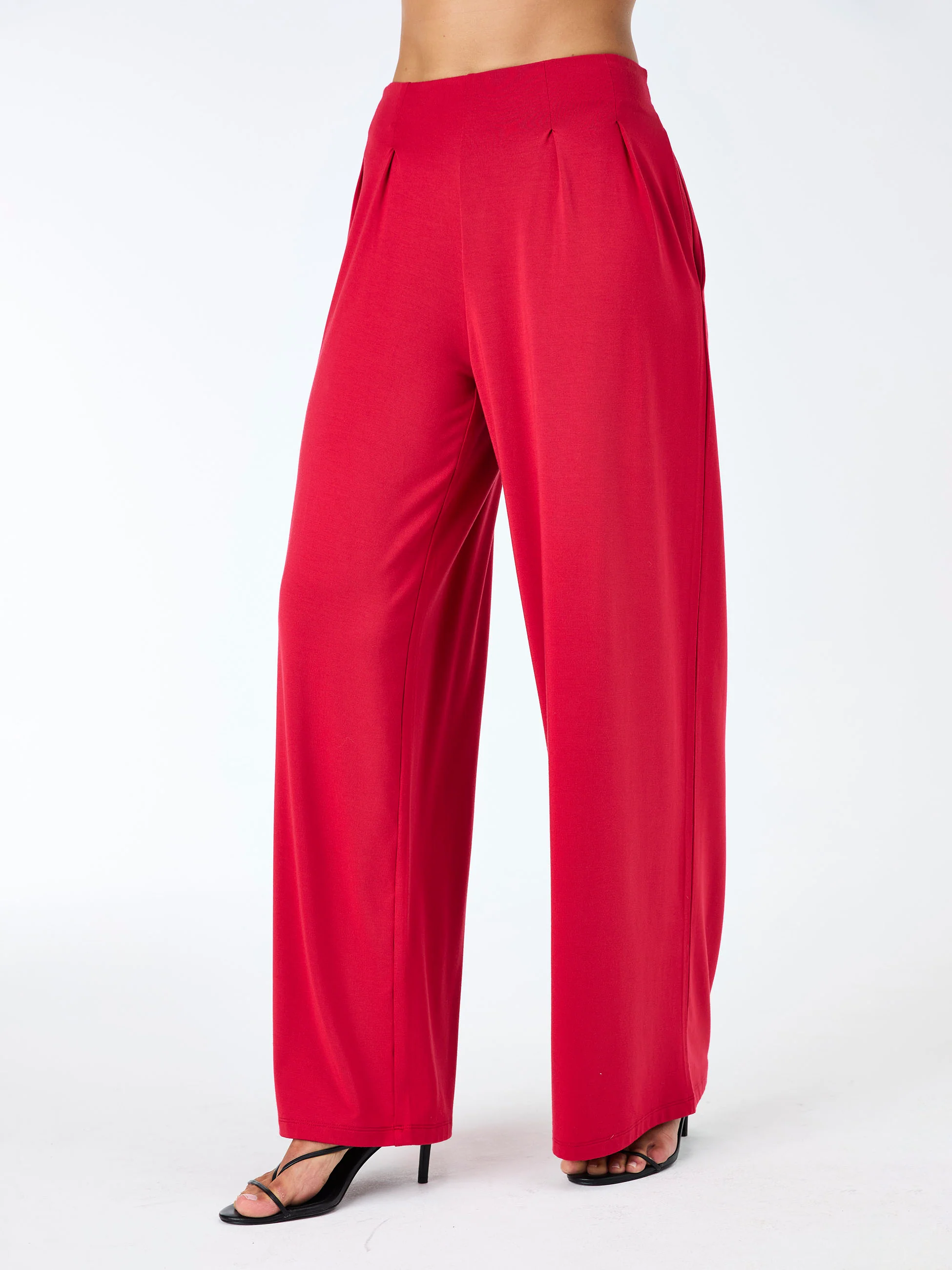 Emery Wide Leg Pants - Cherry Red - Image 4