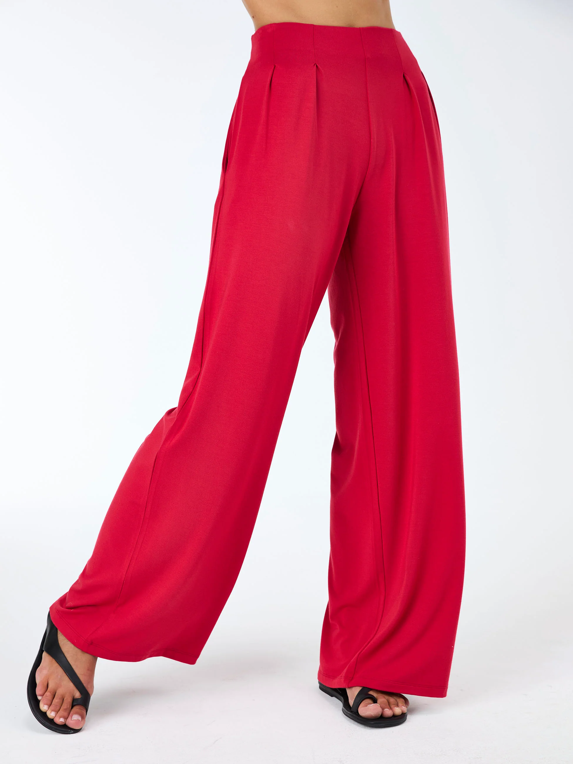 Emery Wide Leg Pants - Cherry Red - Image 7