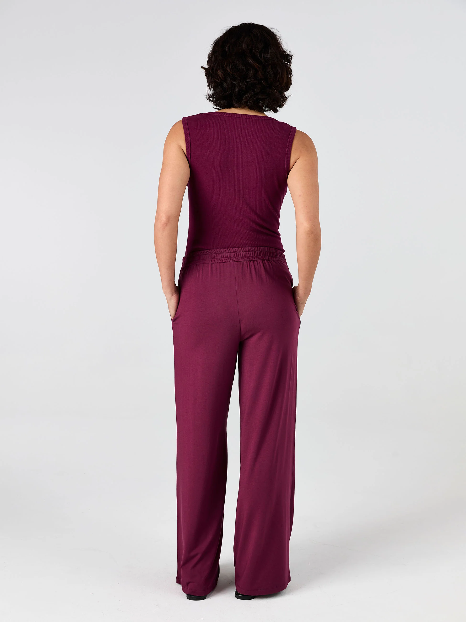 Emery Wide Leg Pants - Ruby - Image 3