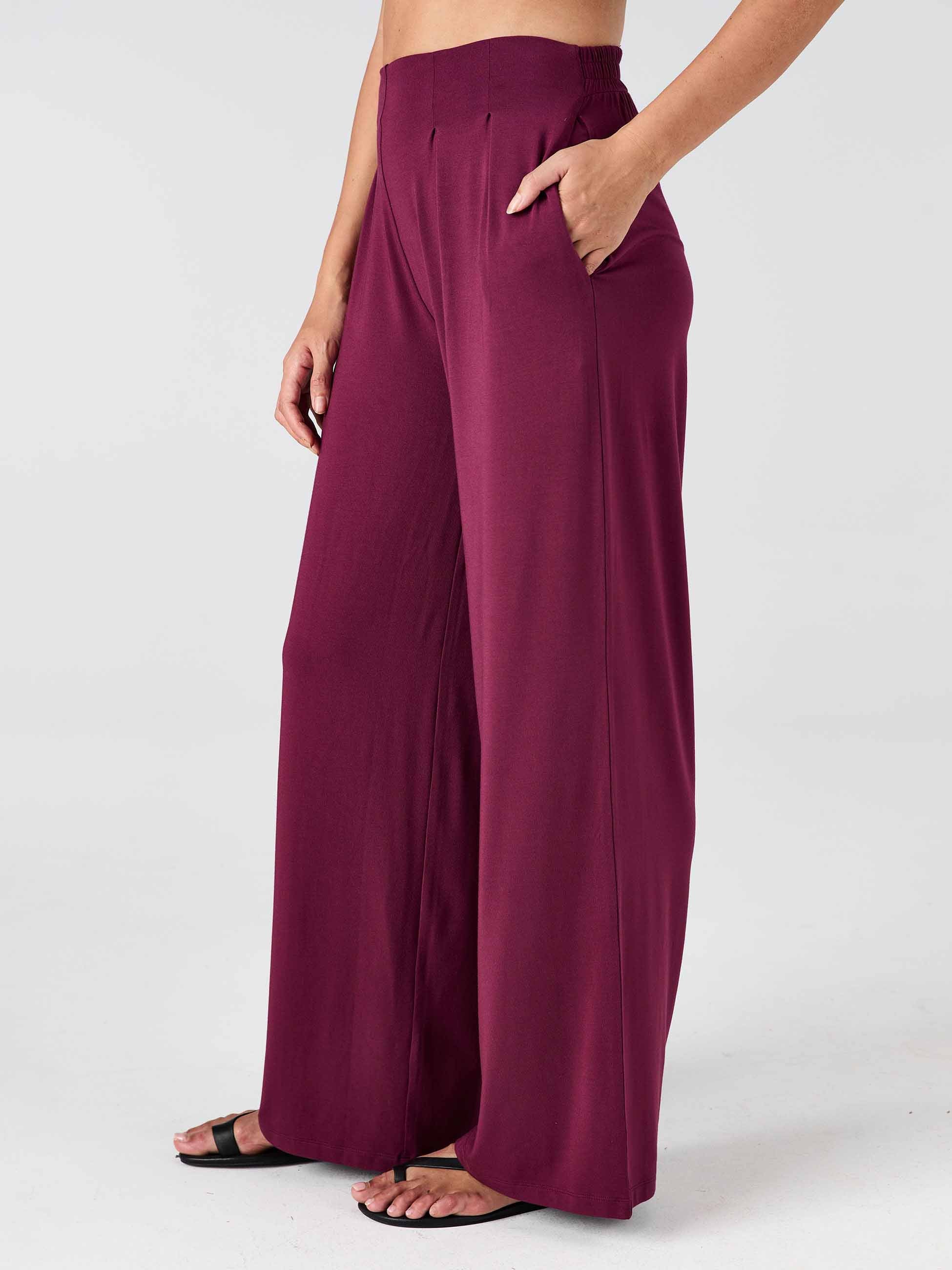 Emery Wide Leg Pants - Ruby - Image 4