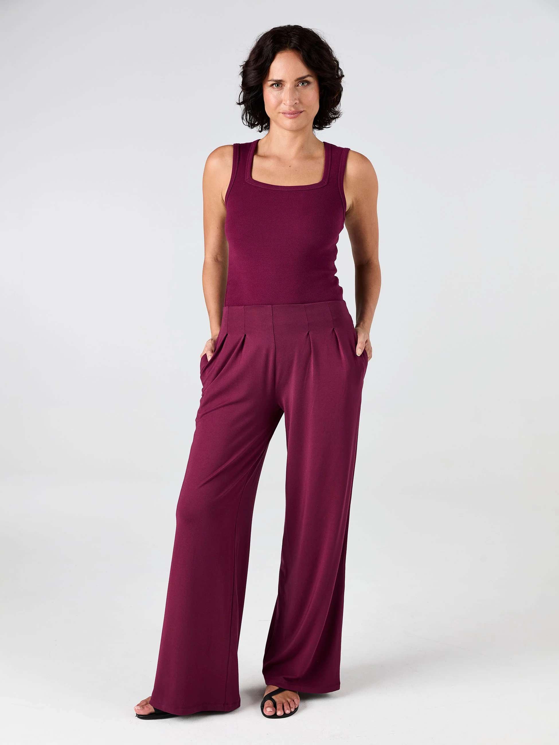 Emery Wide Leg Pants - Ruby - Image 7