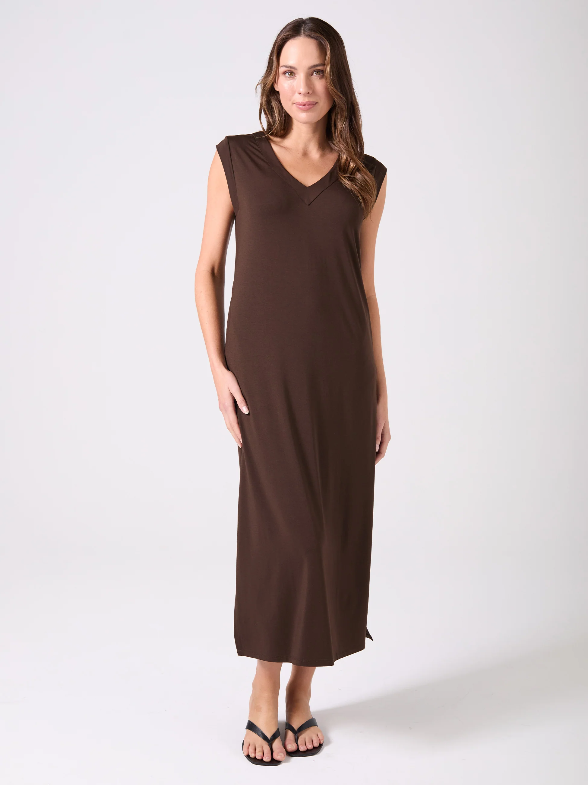 Everly V Neck Maxi Dress - Coffee Bean - Image 5