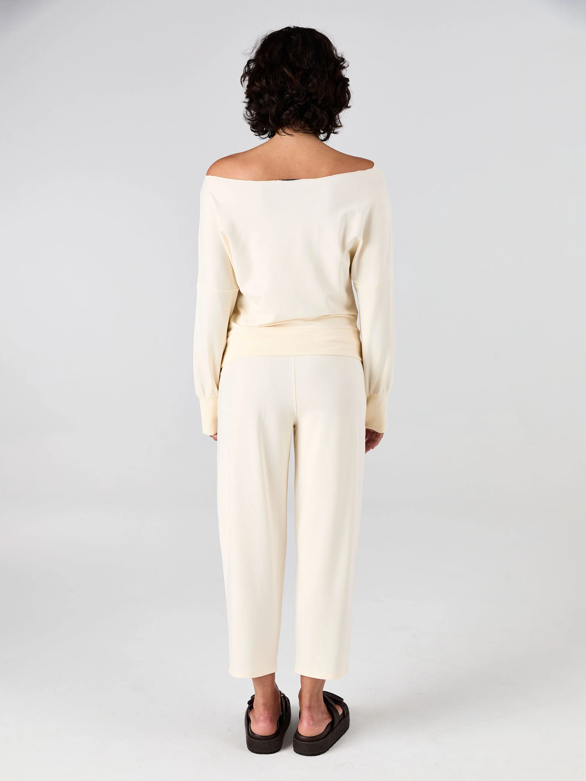 French Terry Off Shoulder Sweatshirt - Winter White - Image 5