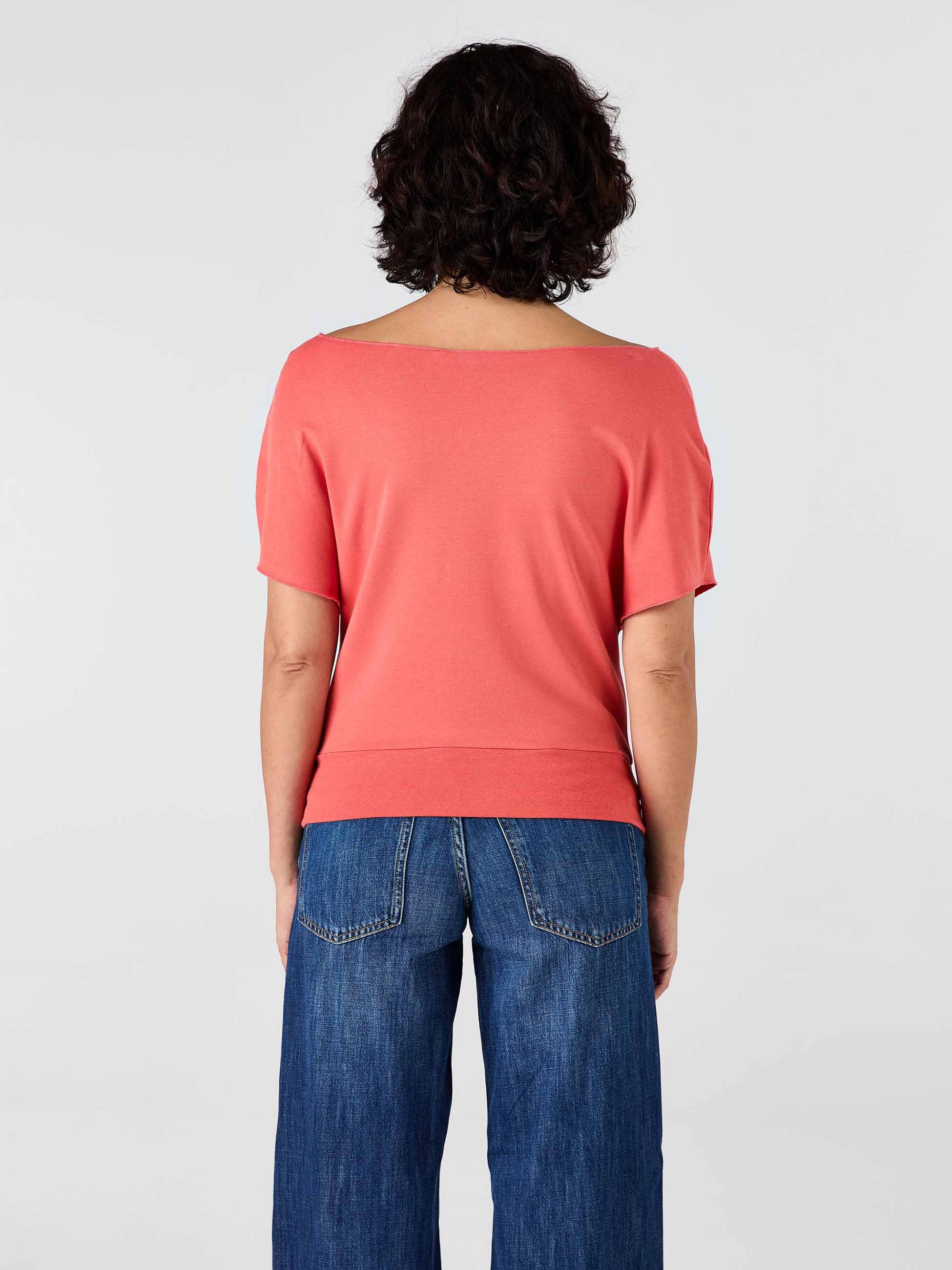 French Terry Short sleeve Off Shoulder Sweatshirt  - Burnt Sienna - Image 3