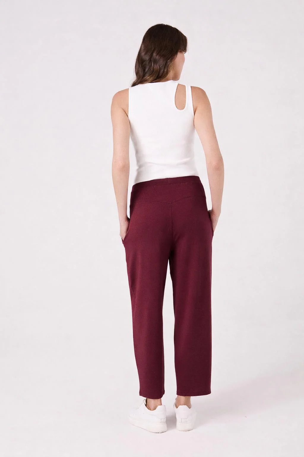Kyoto Ankle Length French Terry Jogger - Ruby - Image 2