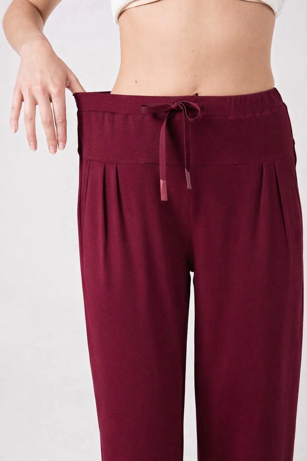 Kyoto Ankle Length French Terry Jogger - Ruby - Image 4