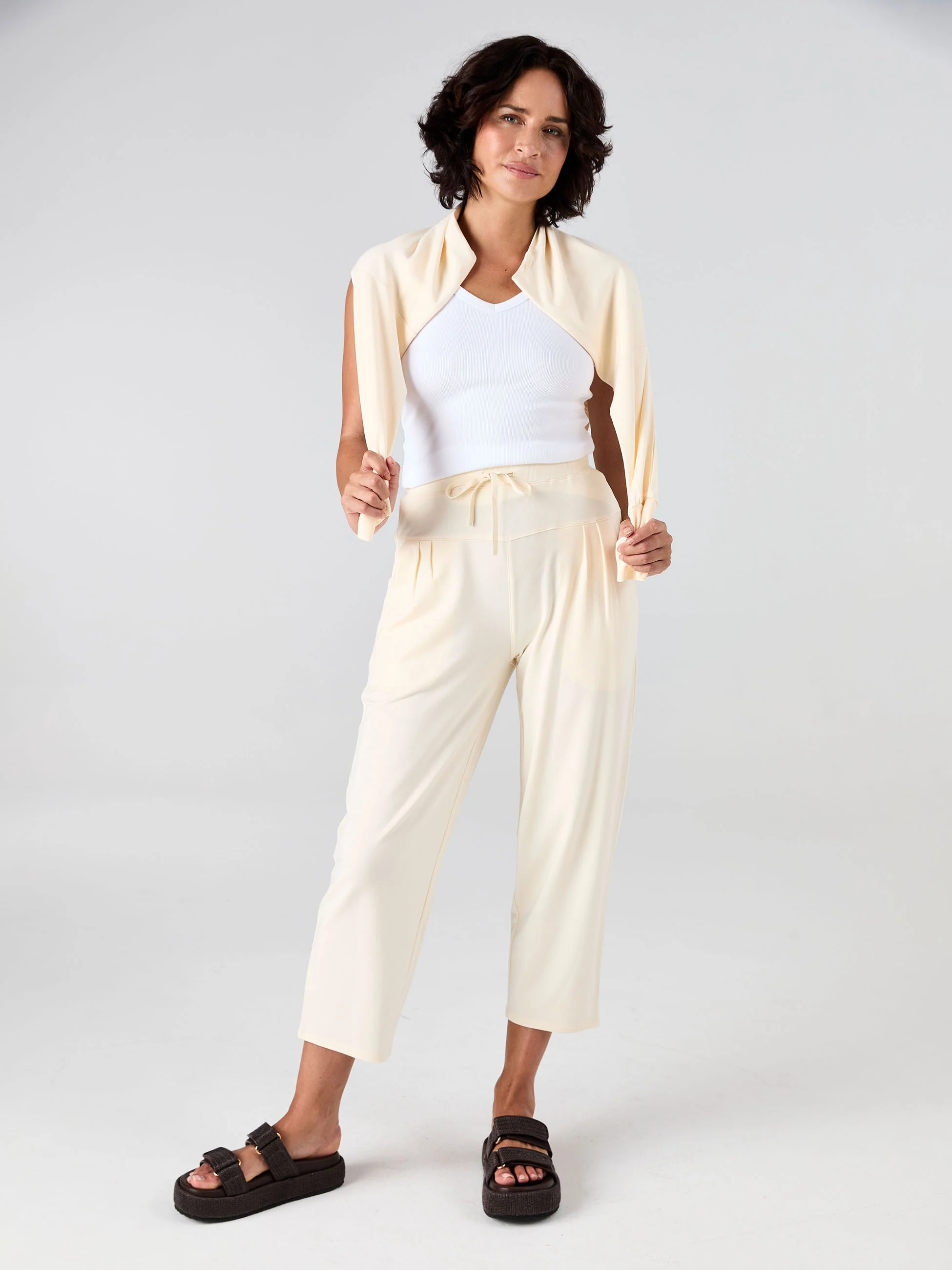 Kyoto Ankle Length French Terry Jogger - Winter White