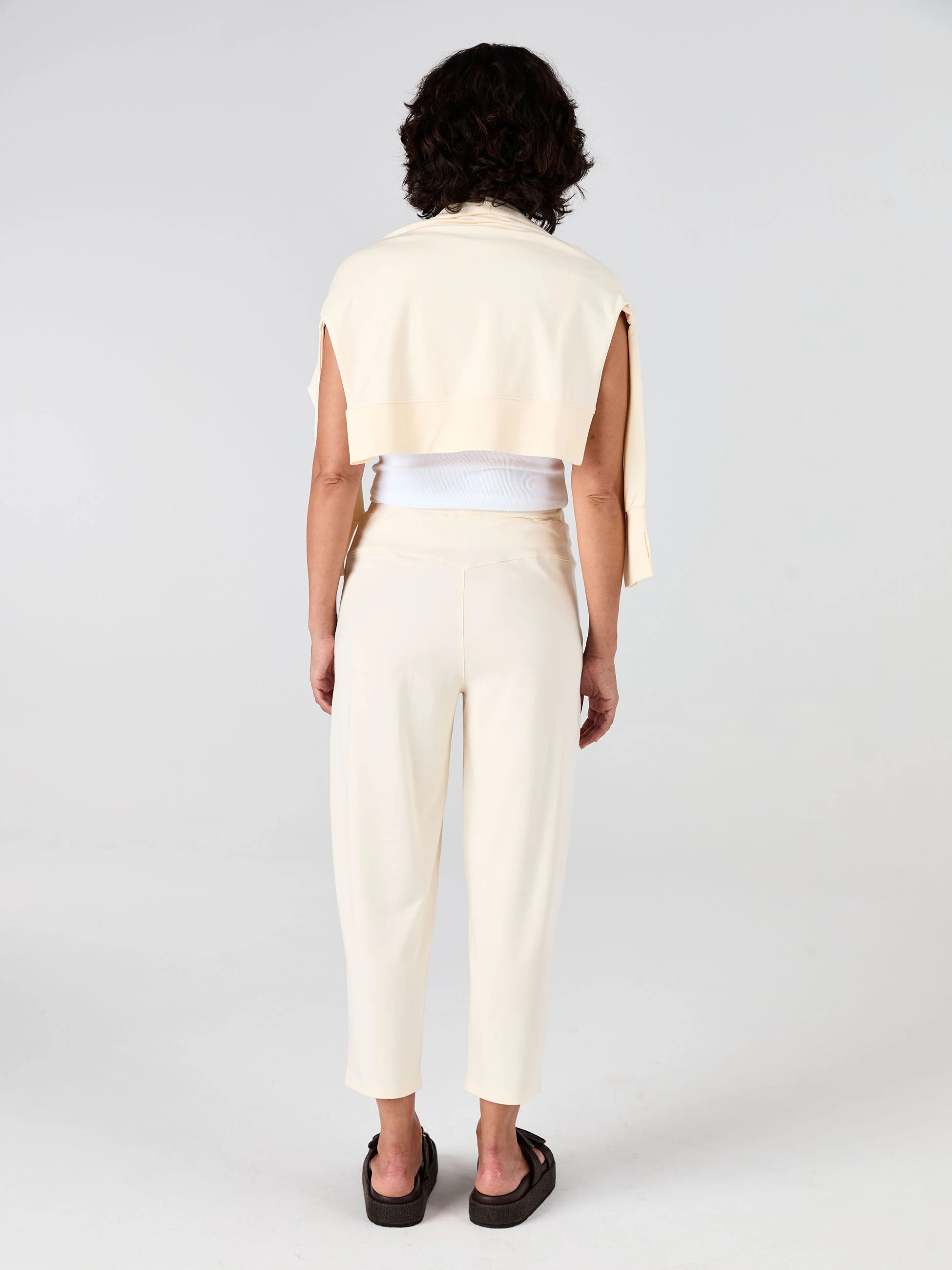 Kyoto Ankle Length French Terry Jogger - Winter White - Image 3