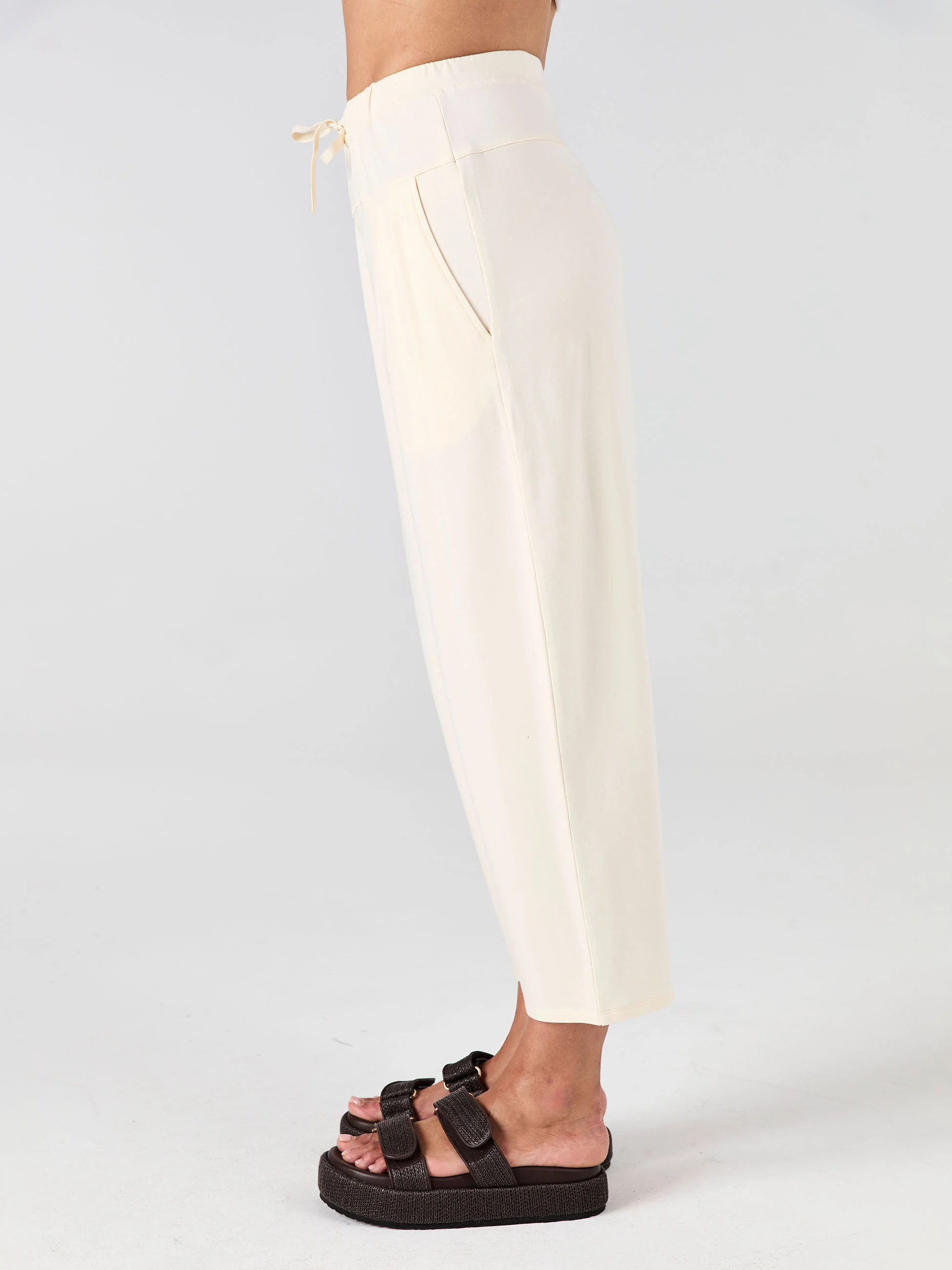 Kyoto Ankle Length French Terry Jogger - Winter White - Image 5