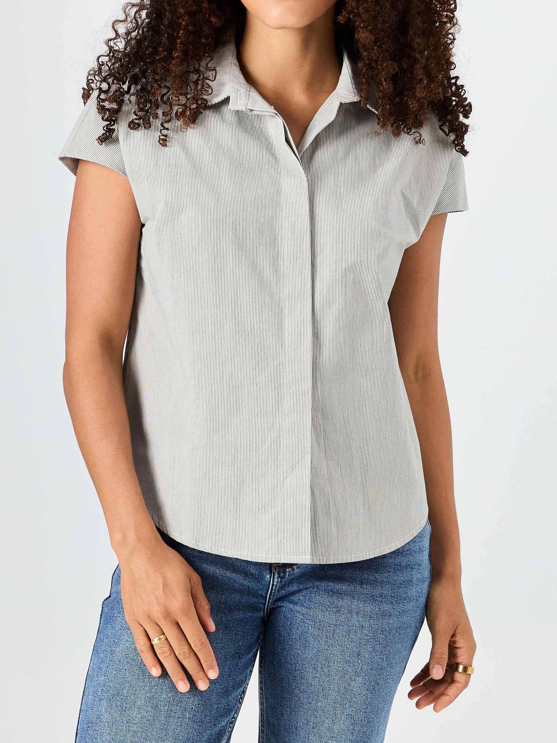 Laurel Poplin Shirt - Black & White Stripe - Image 6