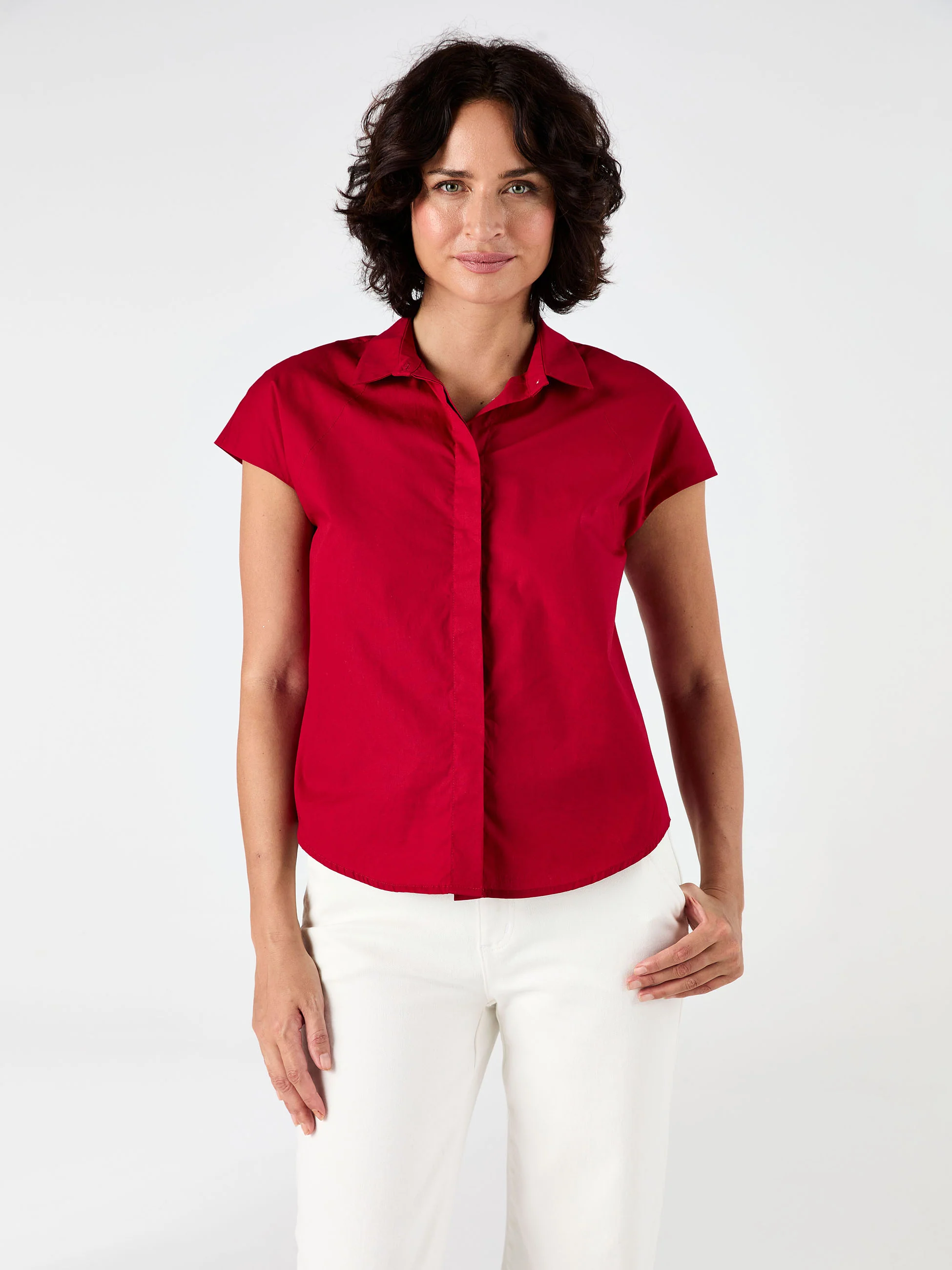 Laurel Poplin Shirt - Cherry - Image 2