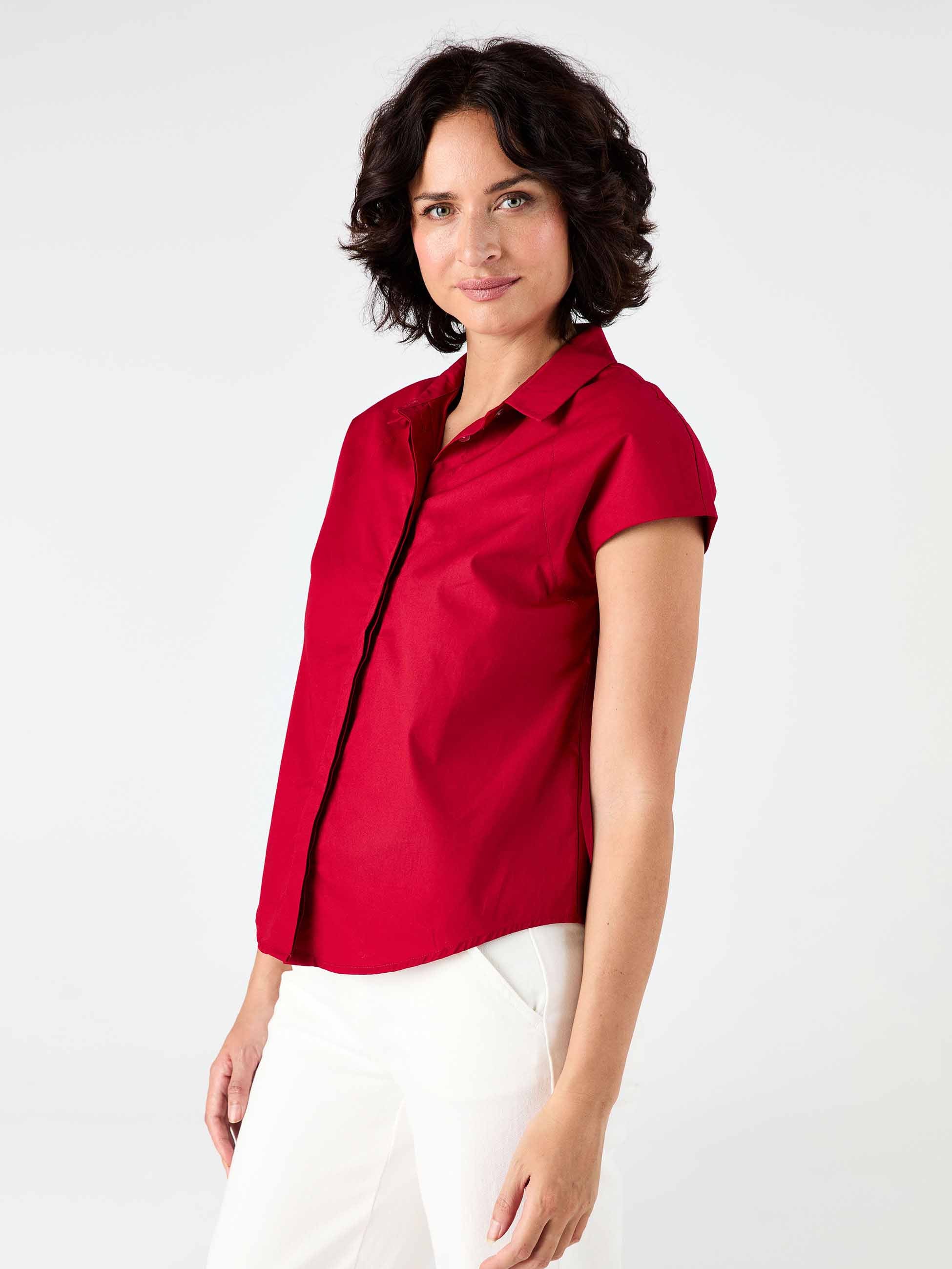 Laurel Poplin Shirt - Cherry - Image 4