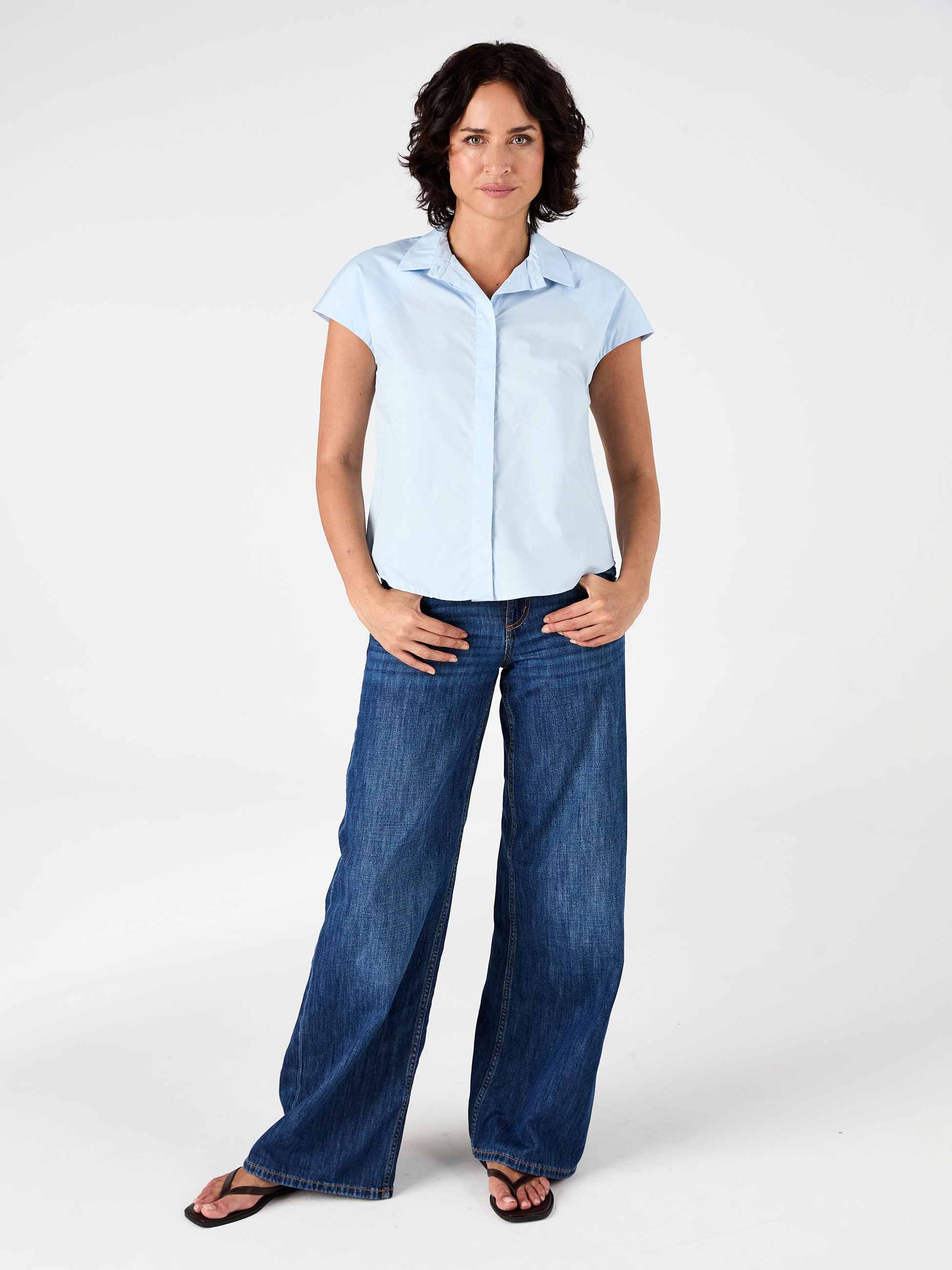 Laurel Poplin Shirt - Pale Blue - Image 4