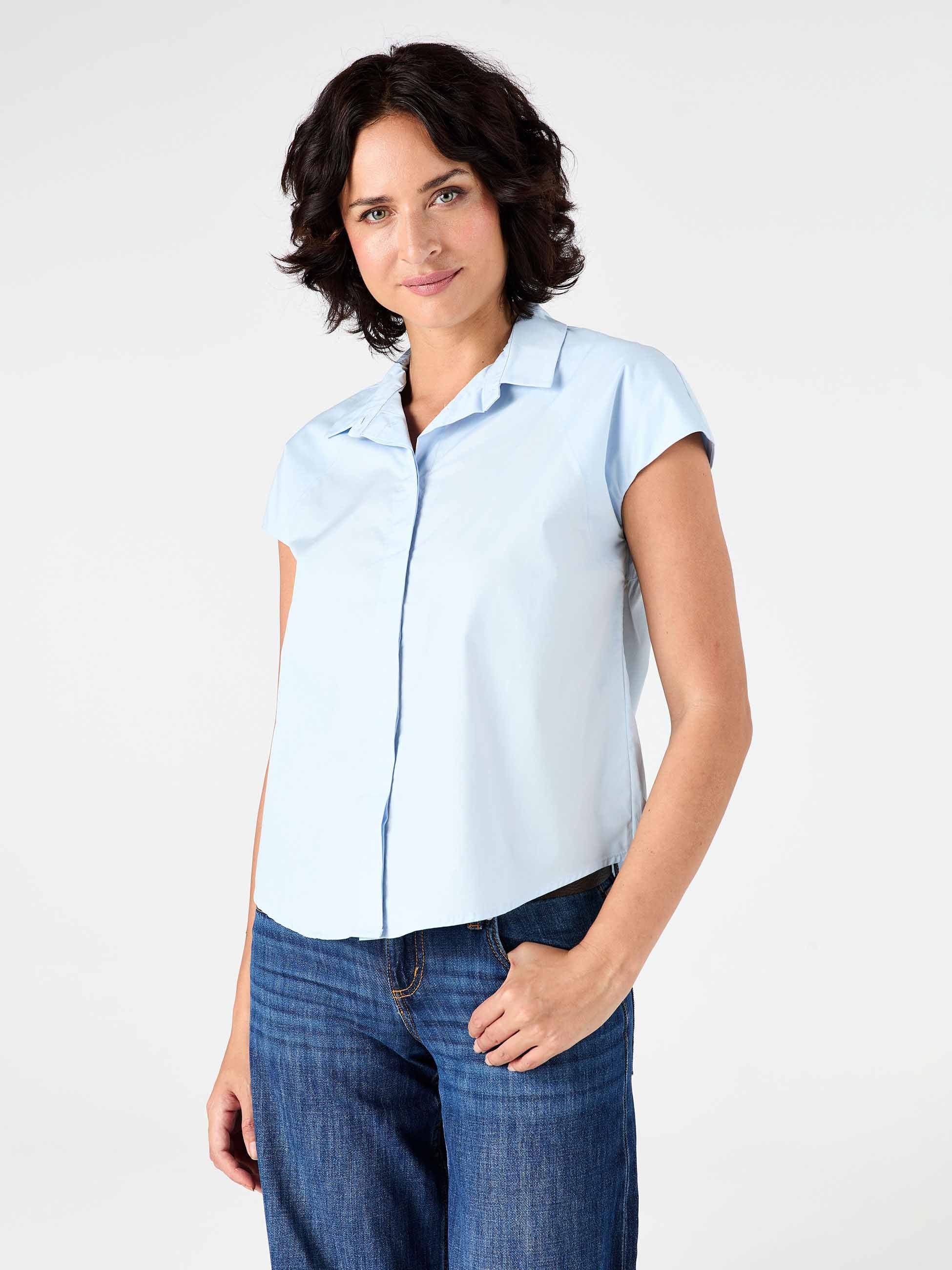 Laurel Poplin Shirt - Pale Blue - Image 5