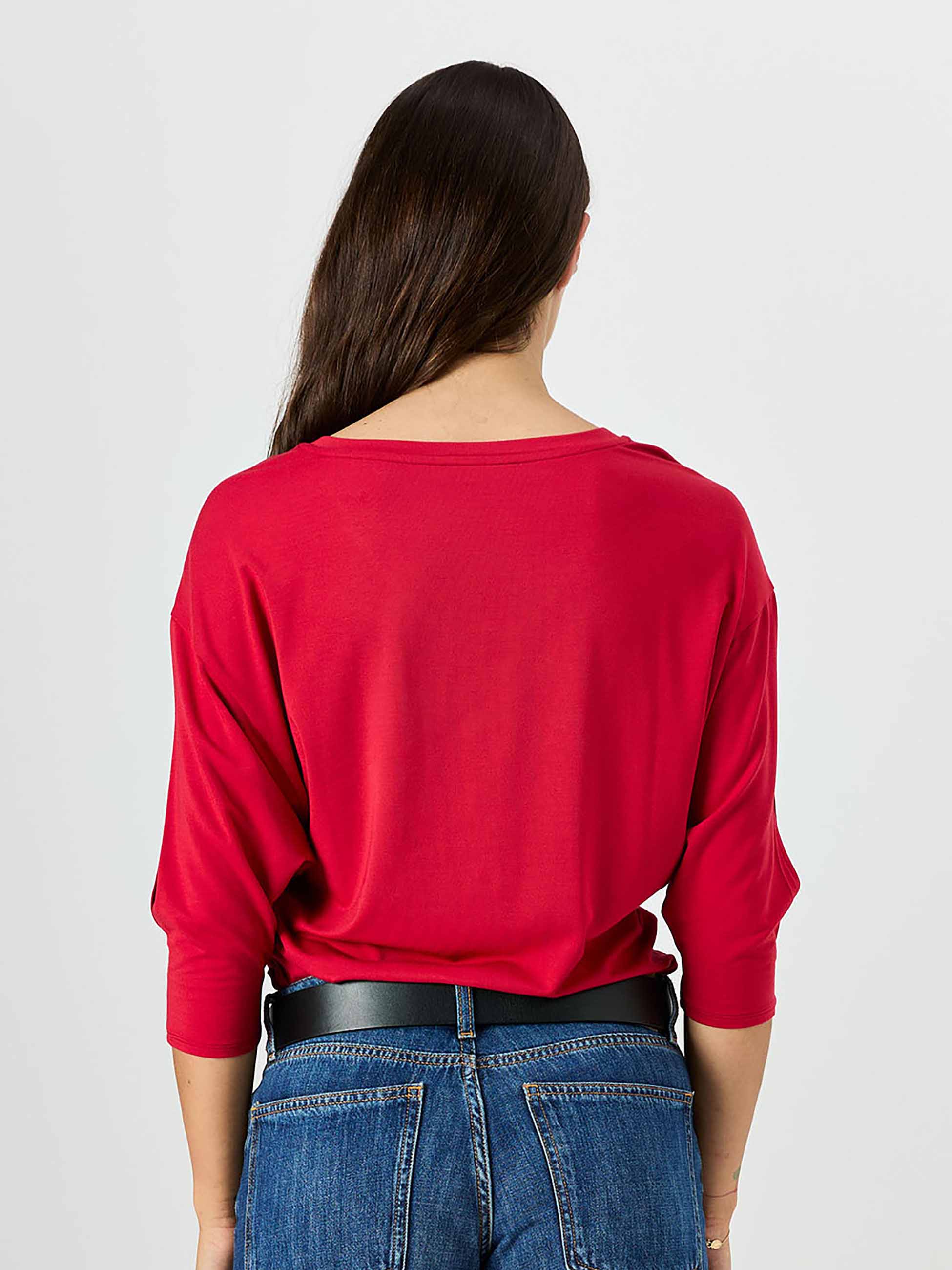 Lena 3/4 Sleeve Tee - Cherry - Image 3