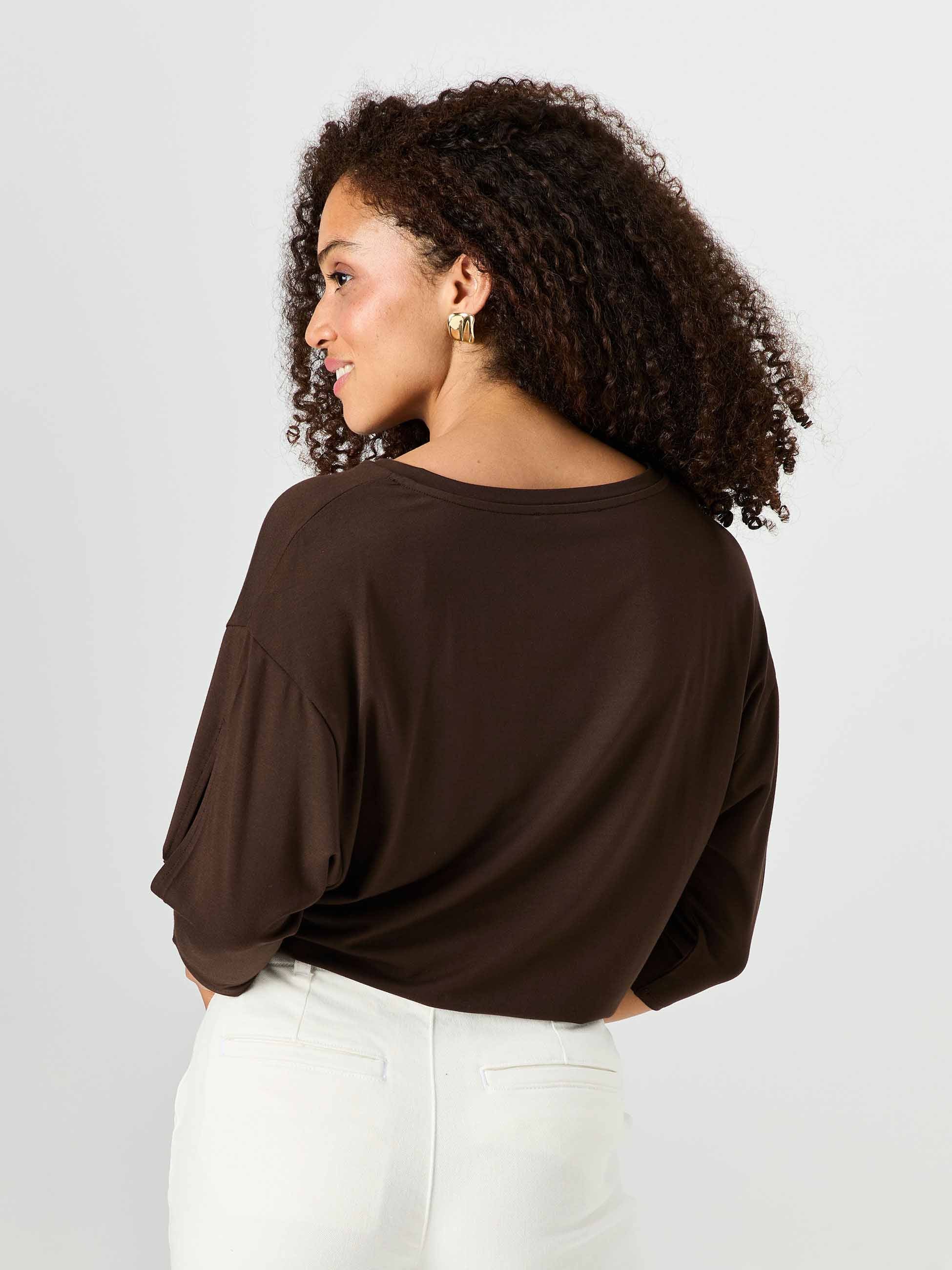 Lena 3/4 Sleeve Tee - Coffee Bean - Image 3
