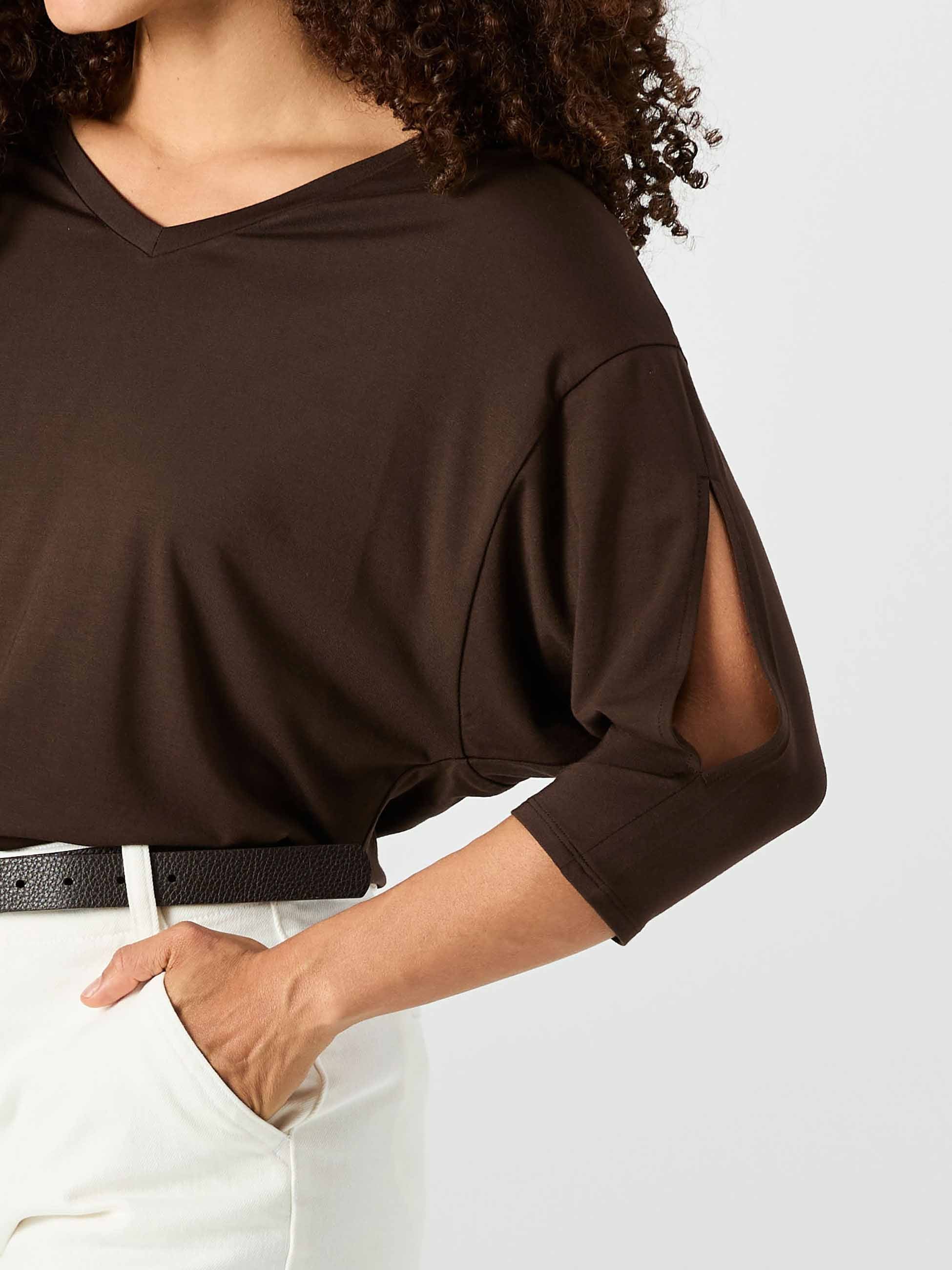 Lena 3/4 Sleeve Tee - Coffee Bean - Image 4
