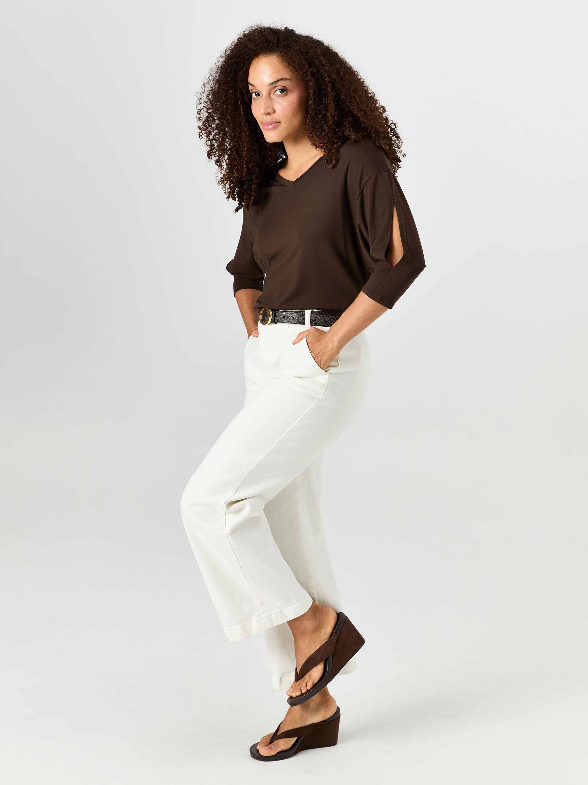 Lena 3/4 Sleeve Tee - Coffee Bean - Image 5