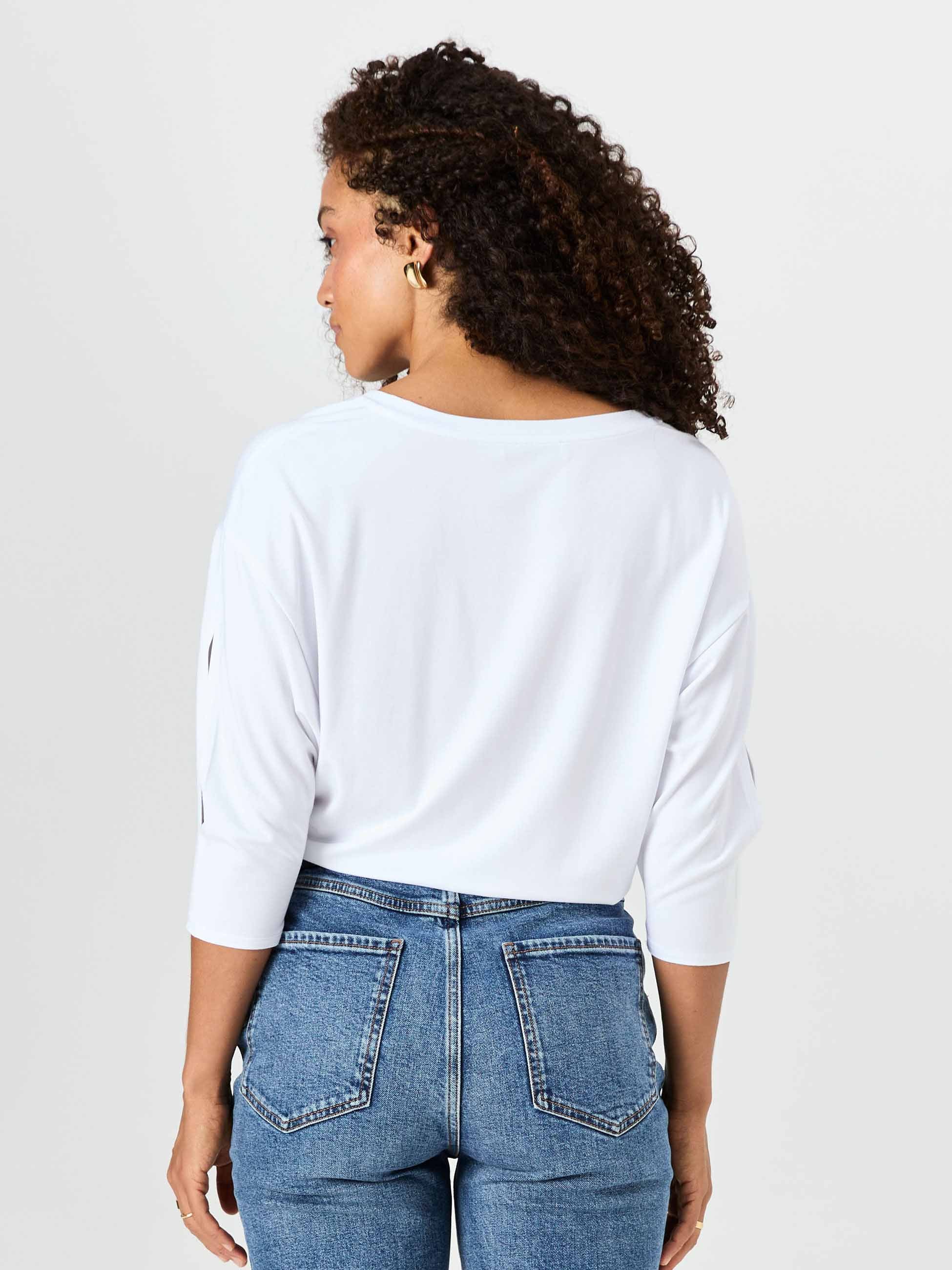 Lena 3/4 Sleeve Tee - White - Image 4
