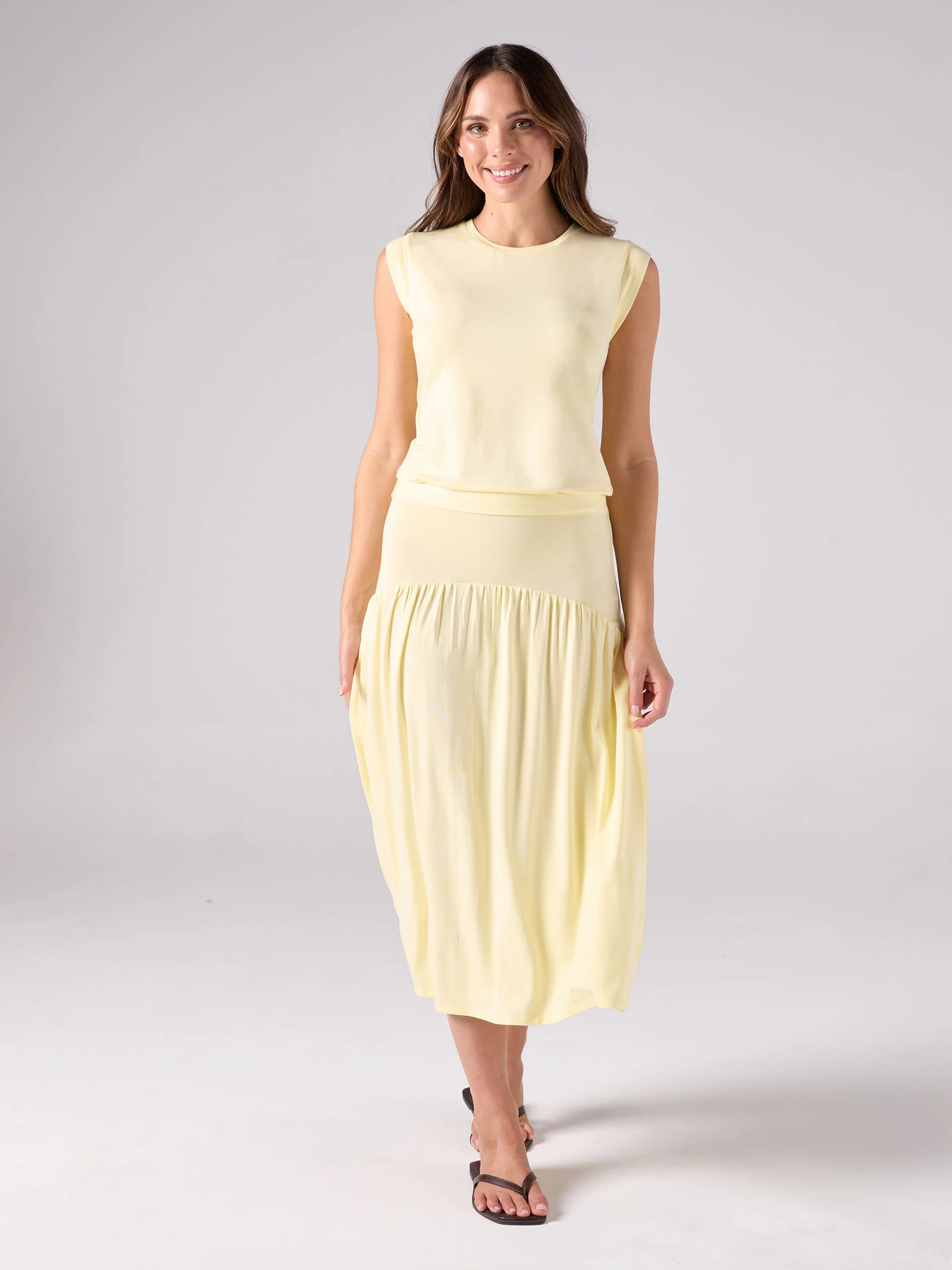 Modal Cap Sleeve Tee - Pastel Yellow - Image 2
