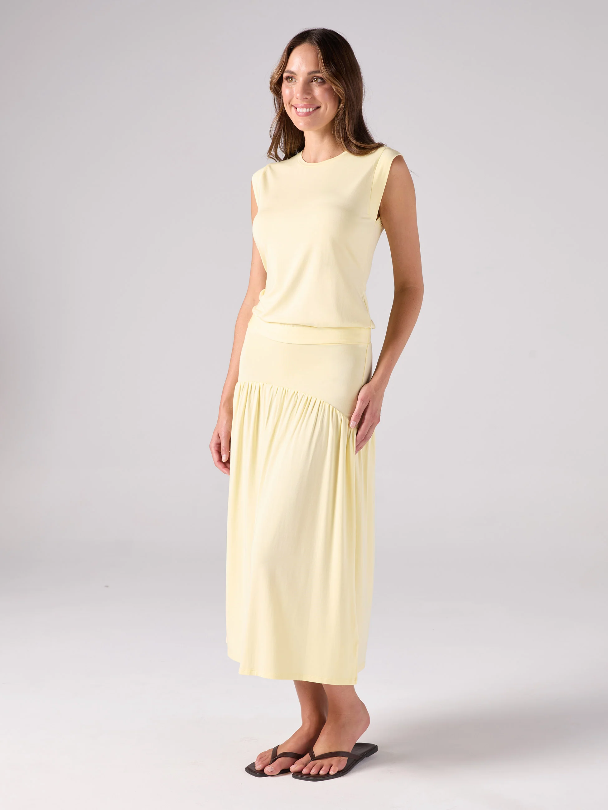 Modal Cap Sleeve Tee - Pastel Yellow - Image 4
