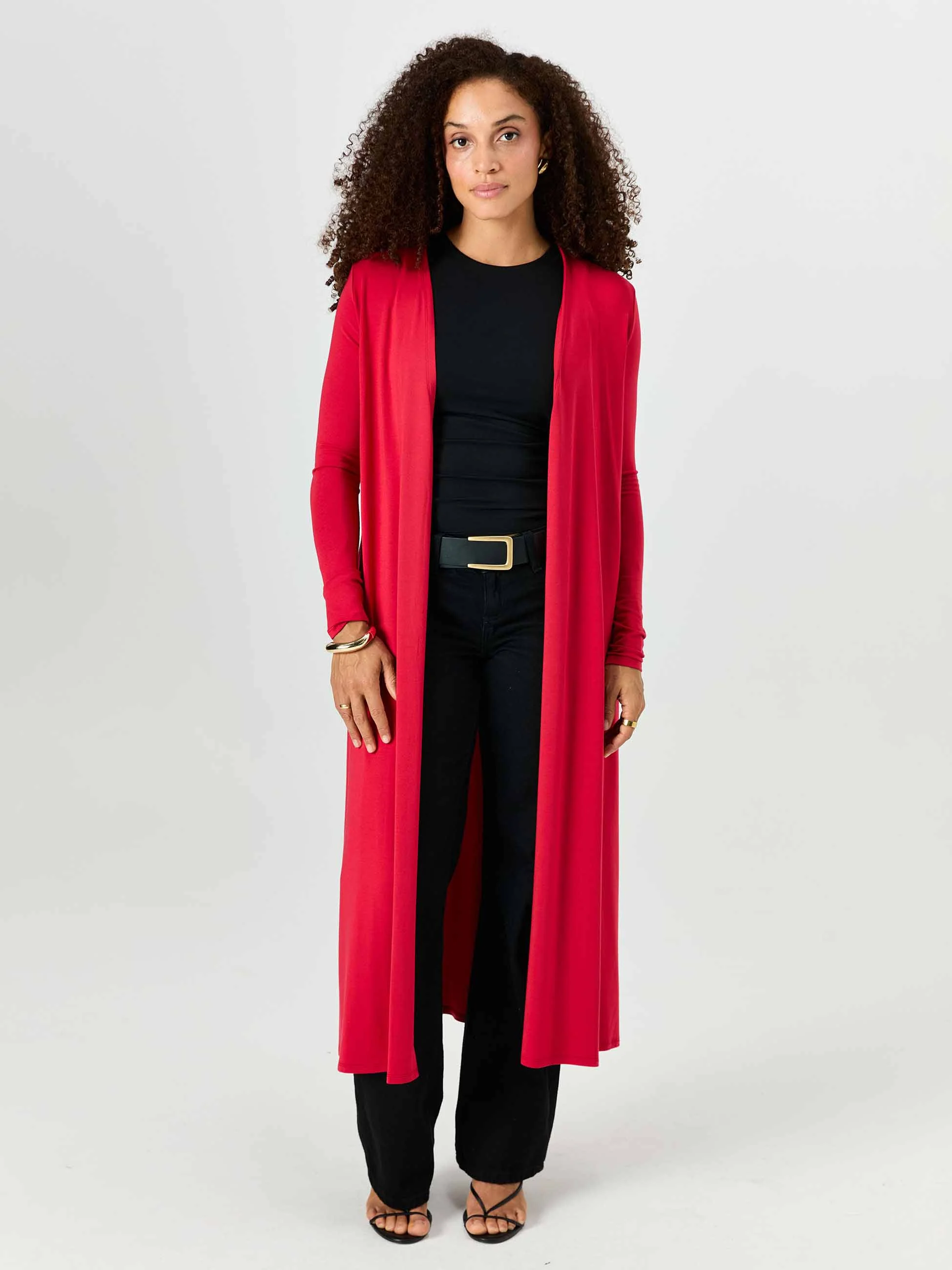 Modal Longline Cardigan - Cherry - Image 2