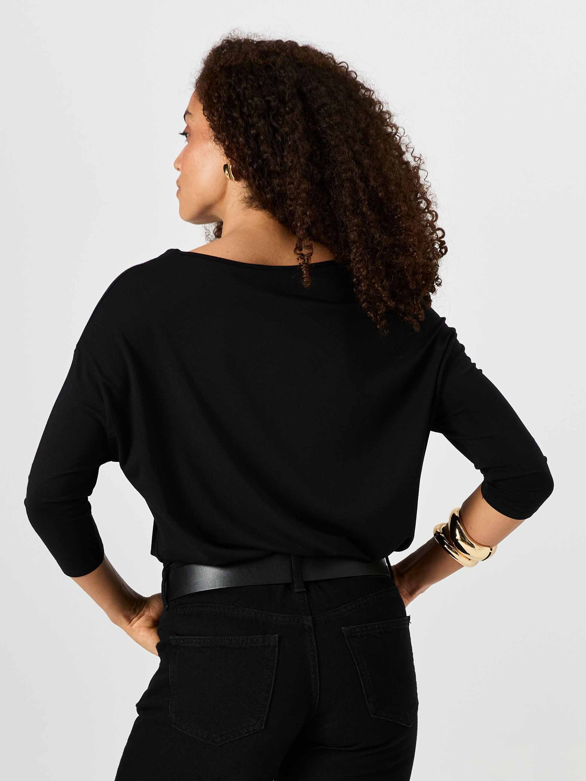 Modal Luxe Layer Tee 3/4 Sleeve - Black - Image 3