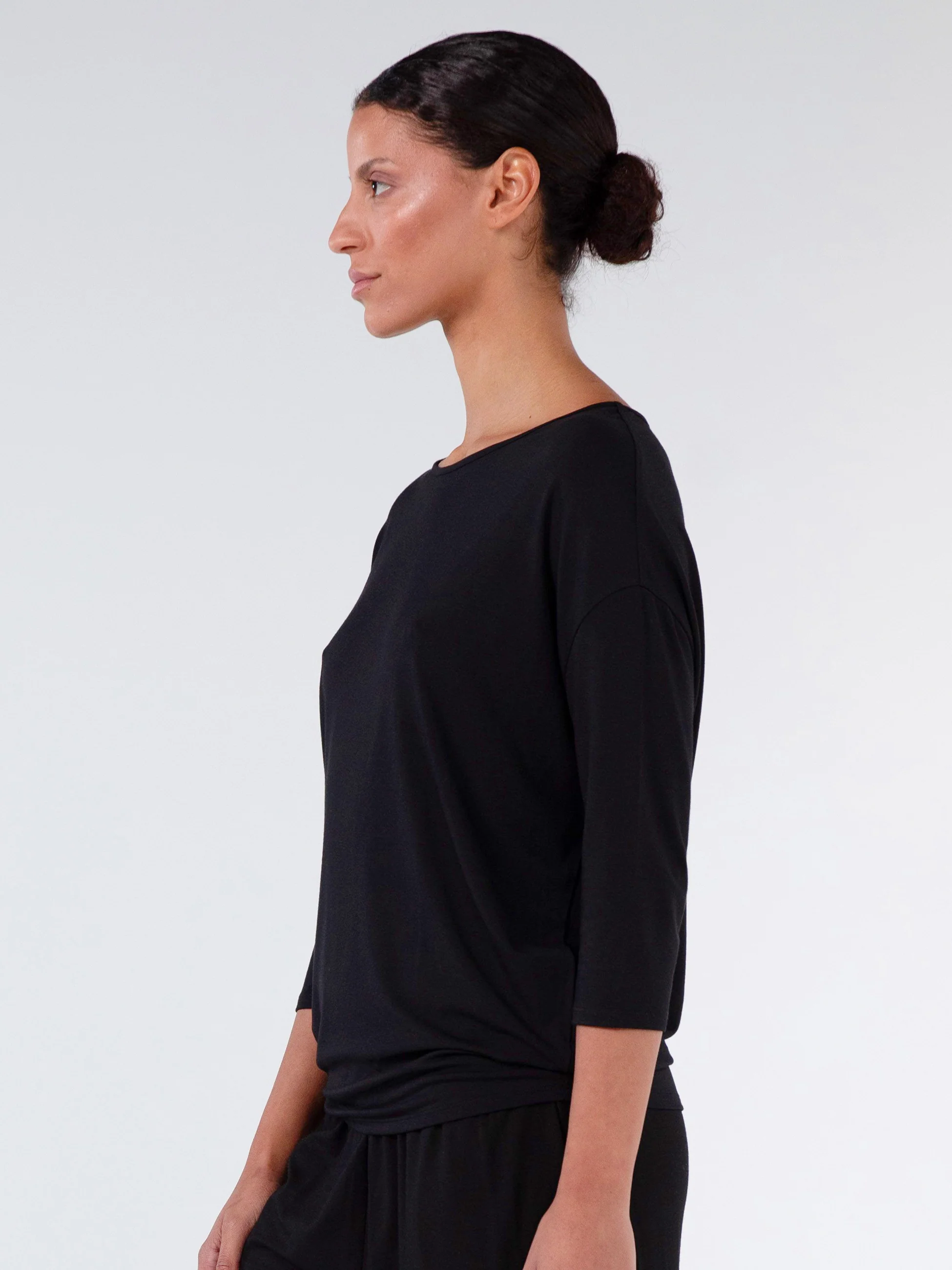 Modal Luxe Layer Tee 3/4 Sleeve - Black - Image 7