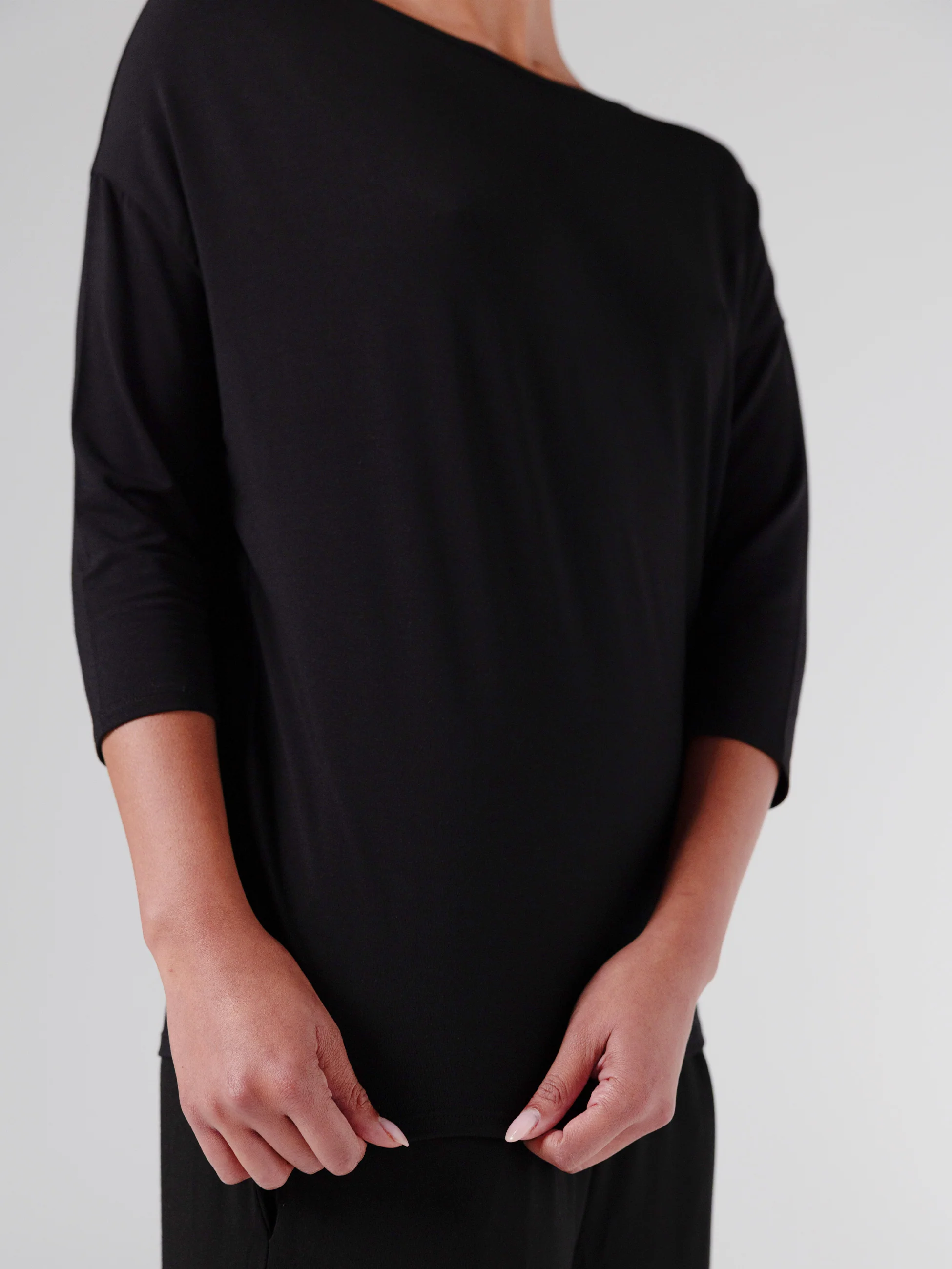 Modal Luxe Layer Tee 3/4 Sleeve - Black - Image 8