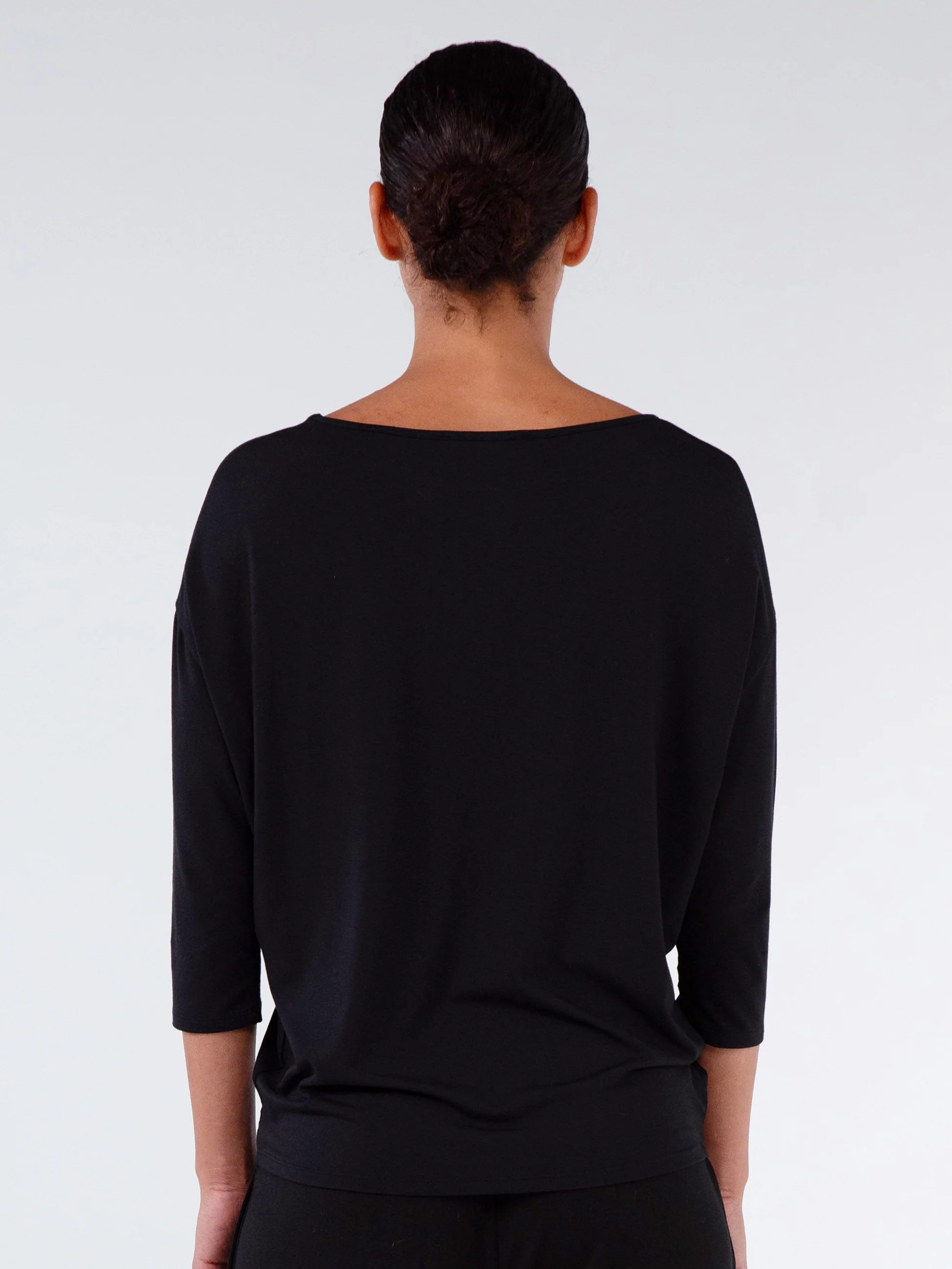 Modal Luxe Layer Tee 3/4 Sleeve - Black - Image 9