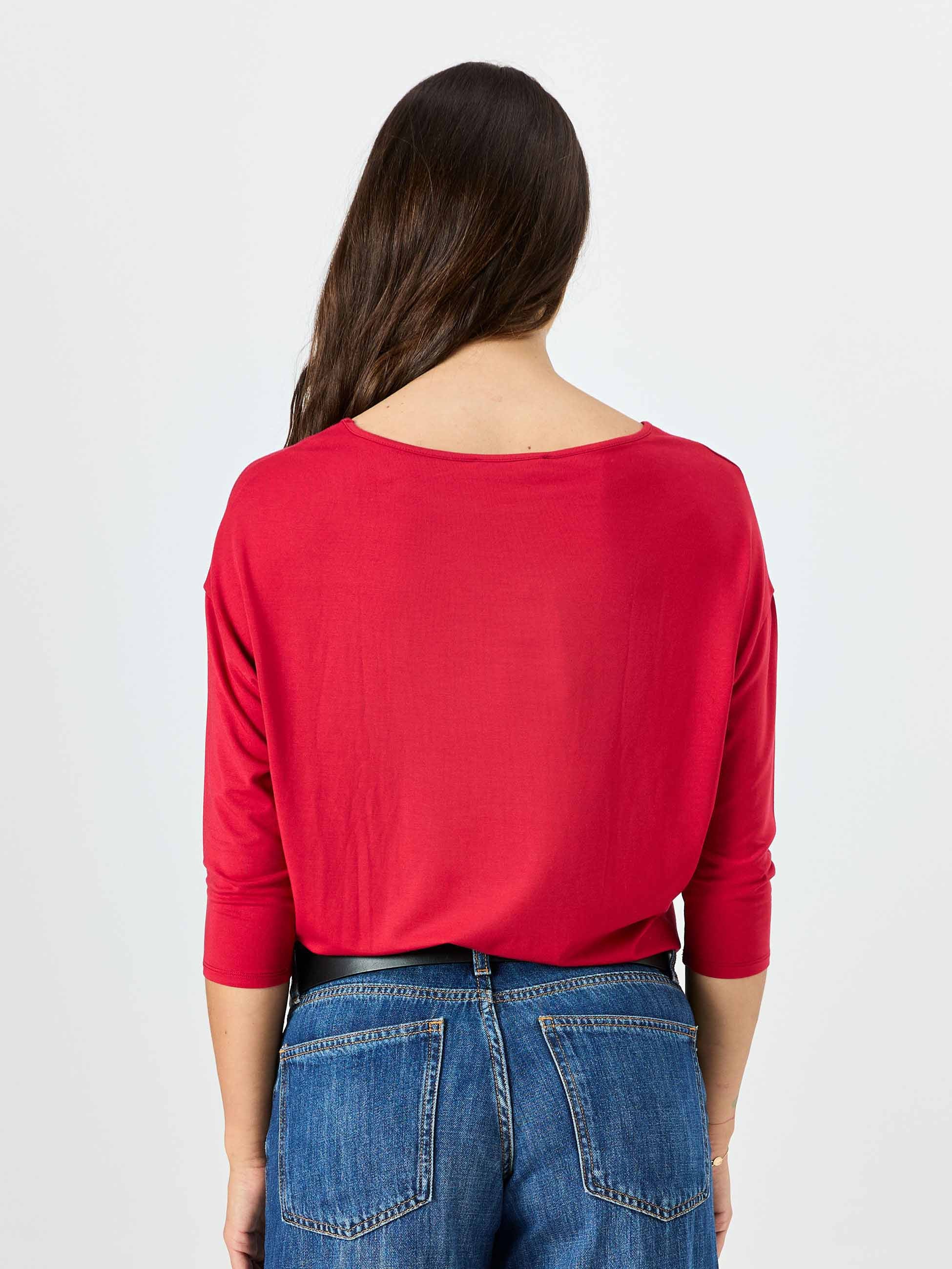 Modal Luxe Layer Tee 3/4 Sleeve - Cherry - Image 3
